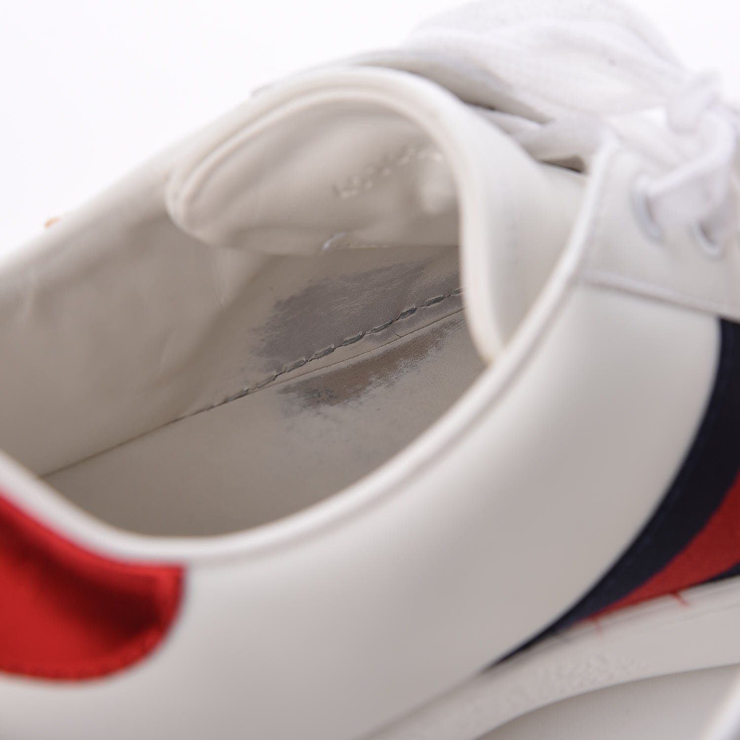 Gucci Calfskin Nappa Web LOVED Embroidered Mens Ace Sneakers 10 White Red Flame Notte 8 of 10