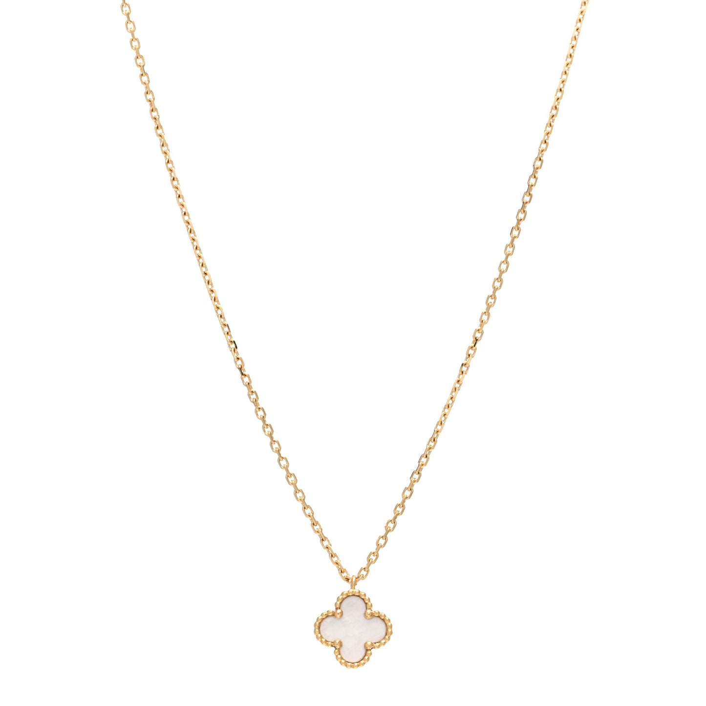 18K Yellow Gold Mother of Pearl Sweet Alhambra Pendant Necklace