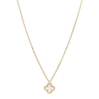 Van Cleef & Arpels 18K Yellow Gold Mother of Pearl Sweet Alhambra Pendant Necklace 1 of 4