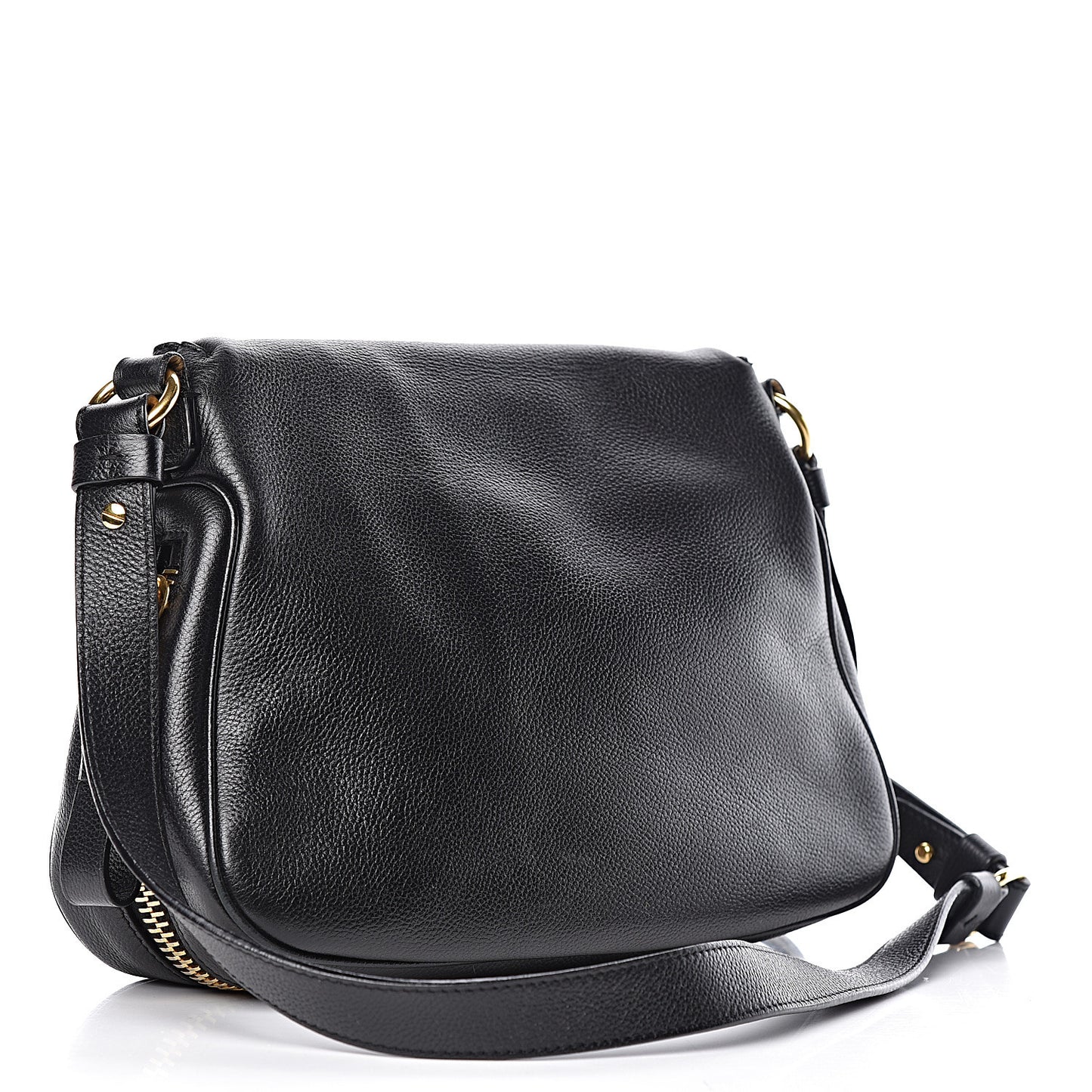 Grained Calfskin Medium Jennifer Crossbody Bag Black