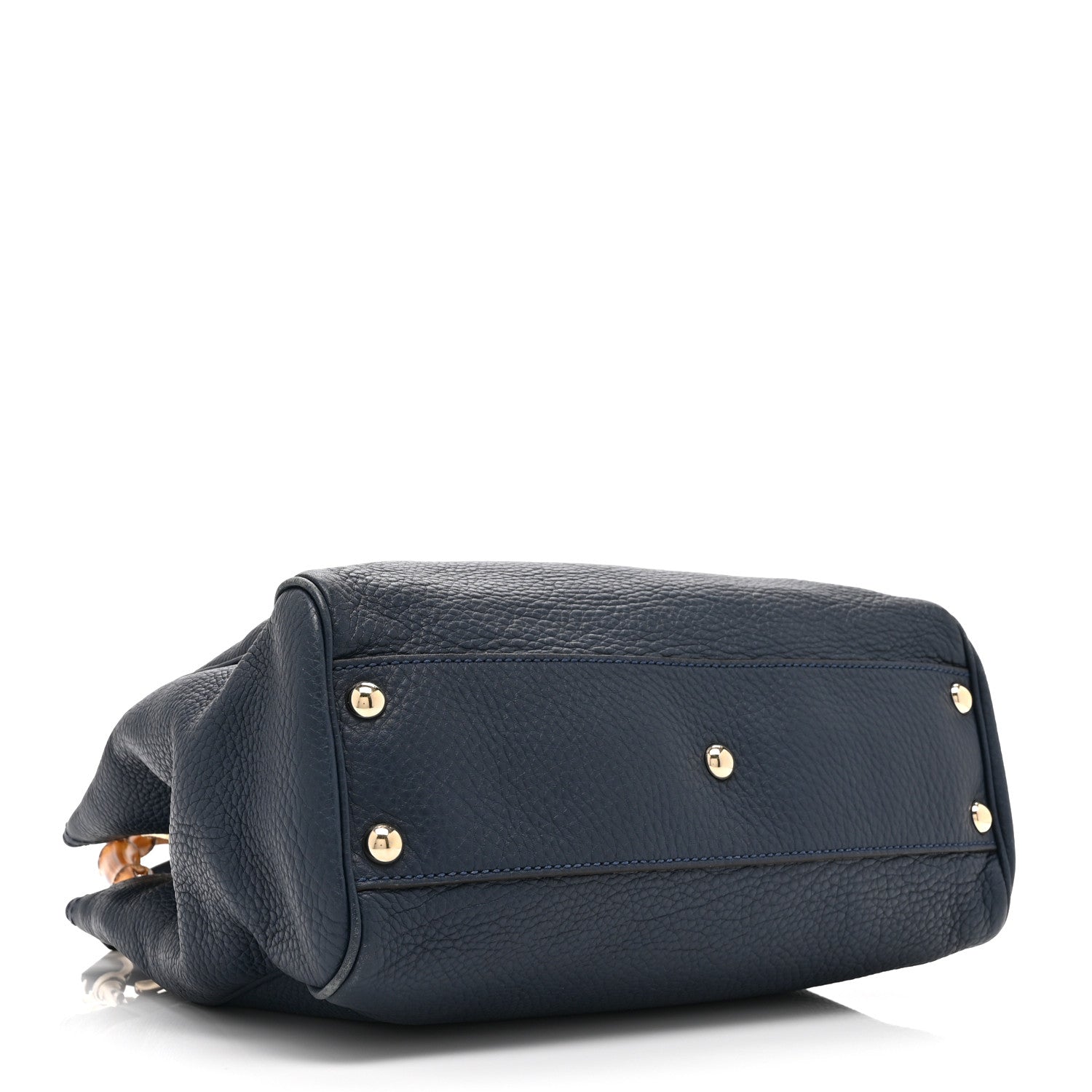 Gucci Calfskin Small Bamboo Shopper Tote Navy 4 of 11