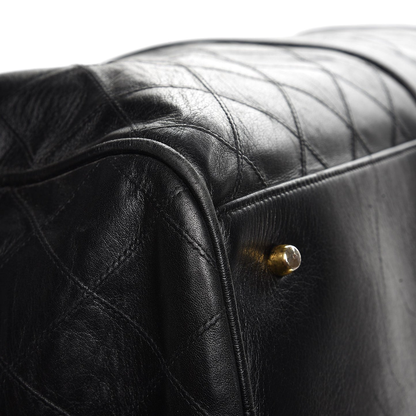 Calfskin Stitched Duffel Bag Black