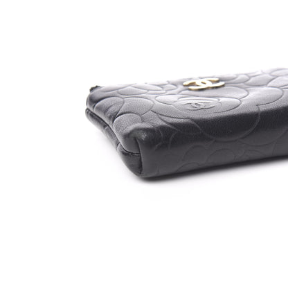Chanel Lambskin Camellia Embossed Key Holder Case Black 7 of 10