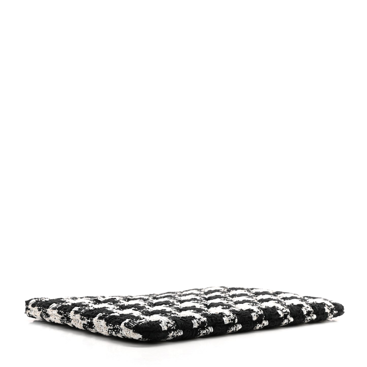 Tweed Quilted Medium Cosmetic Pouch Black Ecru White