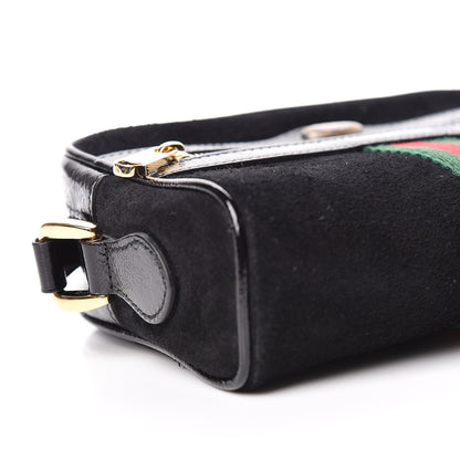 Gucci Suede Patent Web Mini Ophidia Shoulder Bag Black 5 of 14