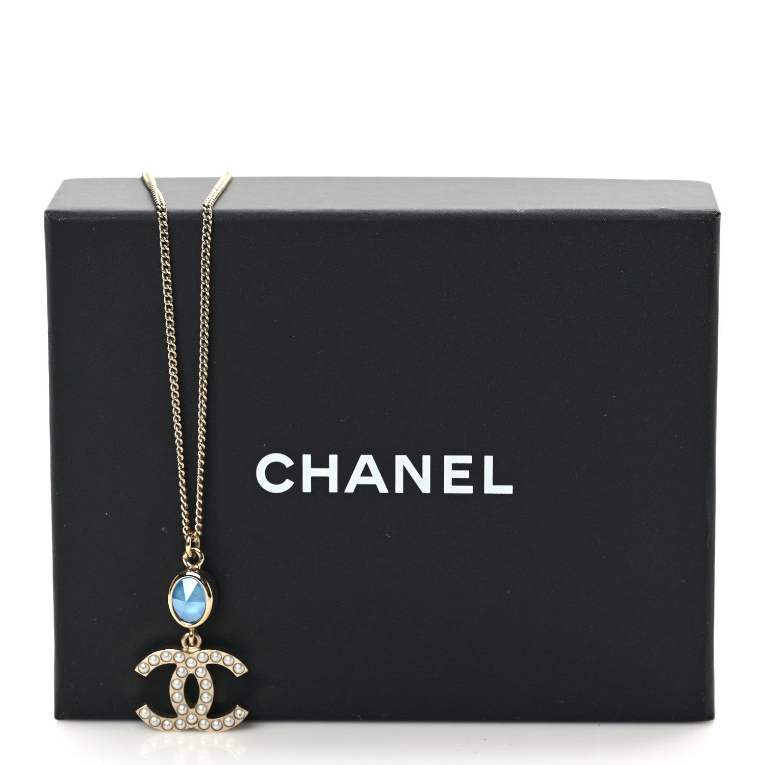 Chanel Pearl Crystal CC Pendant Necklace Gold 3 of 6