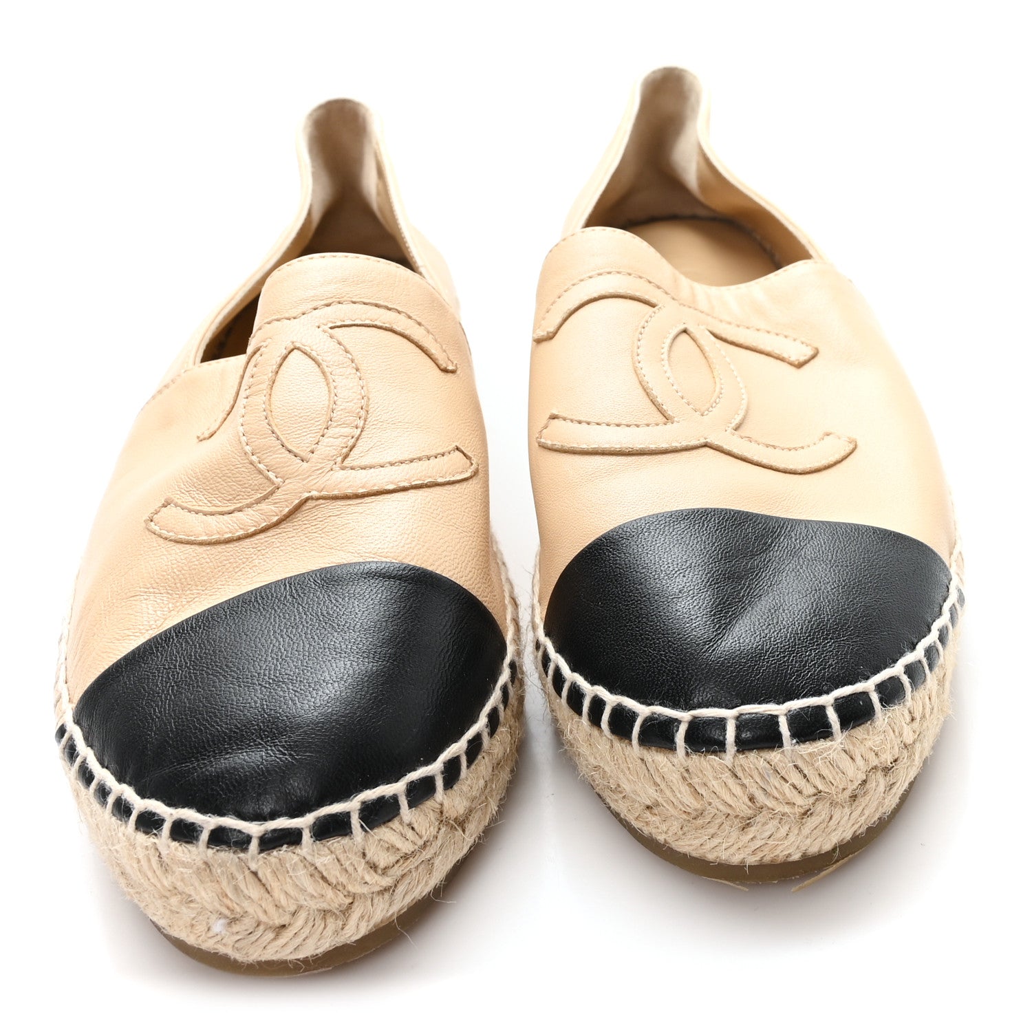 Chanel Lambskin CC Espadrilles 39 Beige Black 3 of 9