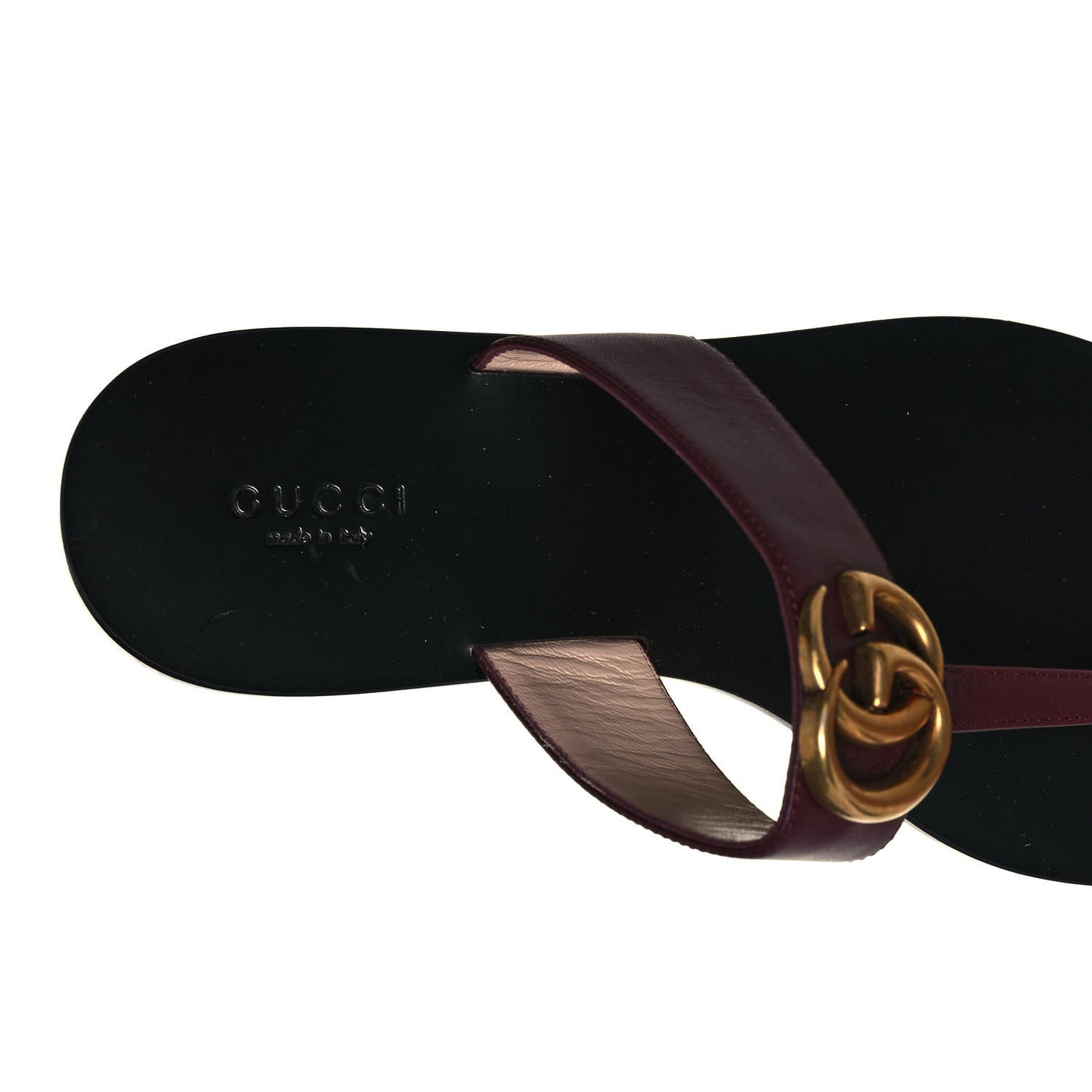 Calfskin GG Marmont Thong Sandals 37.5 Vintage Bordeaux