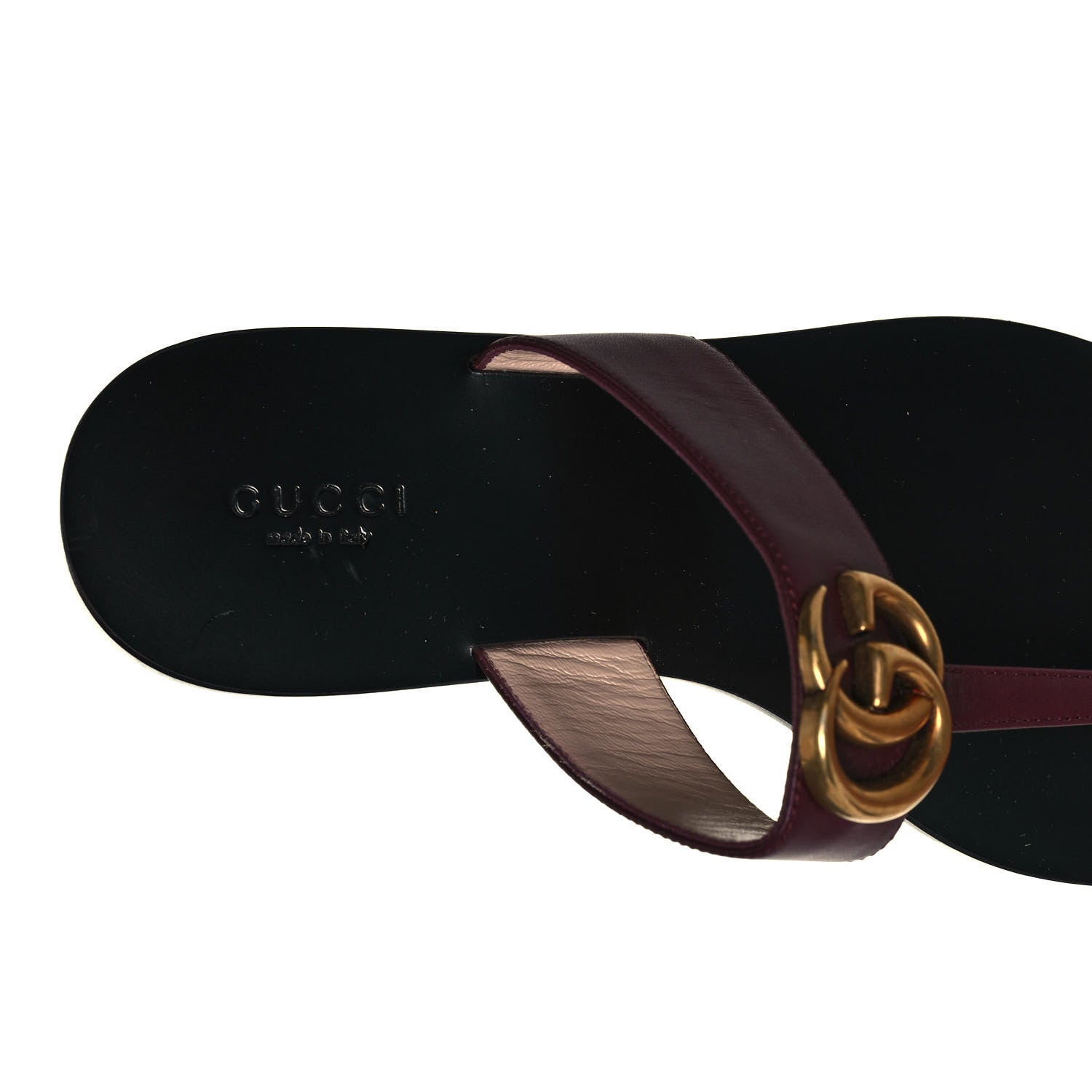 Gucci Calfskin GG Marmont Thong Sandals 37.5 Vintage Bordeaux 8 of 9