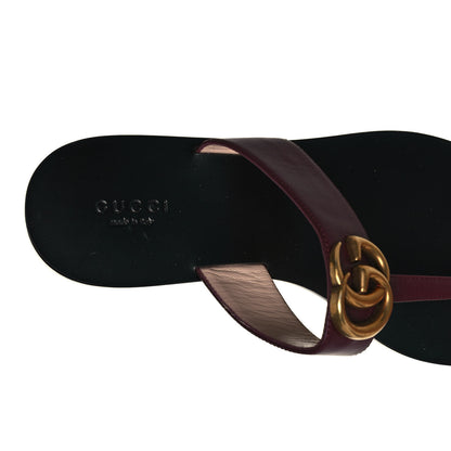 Gucci Calfskin GG Marmont Thong Sandals 37.5 Vintage Bordeaux 8 of 9