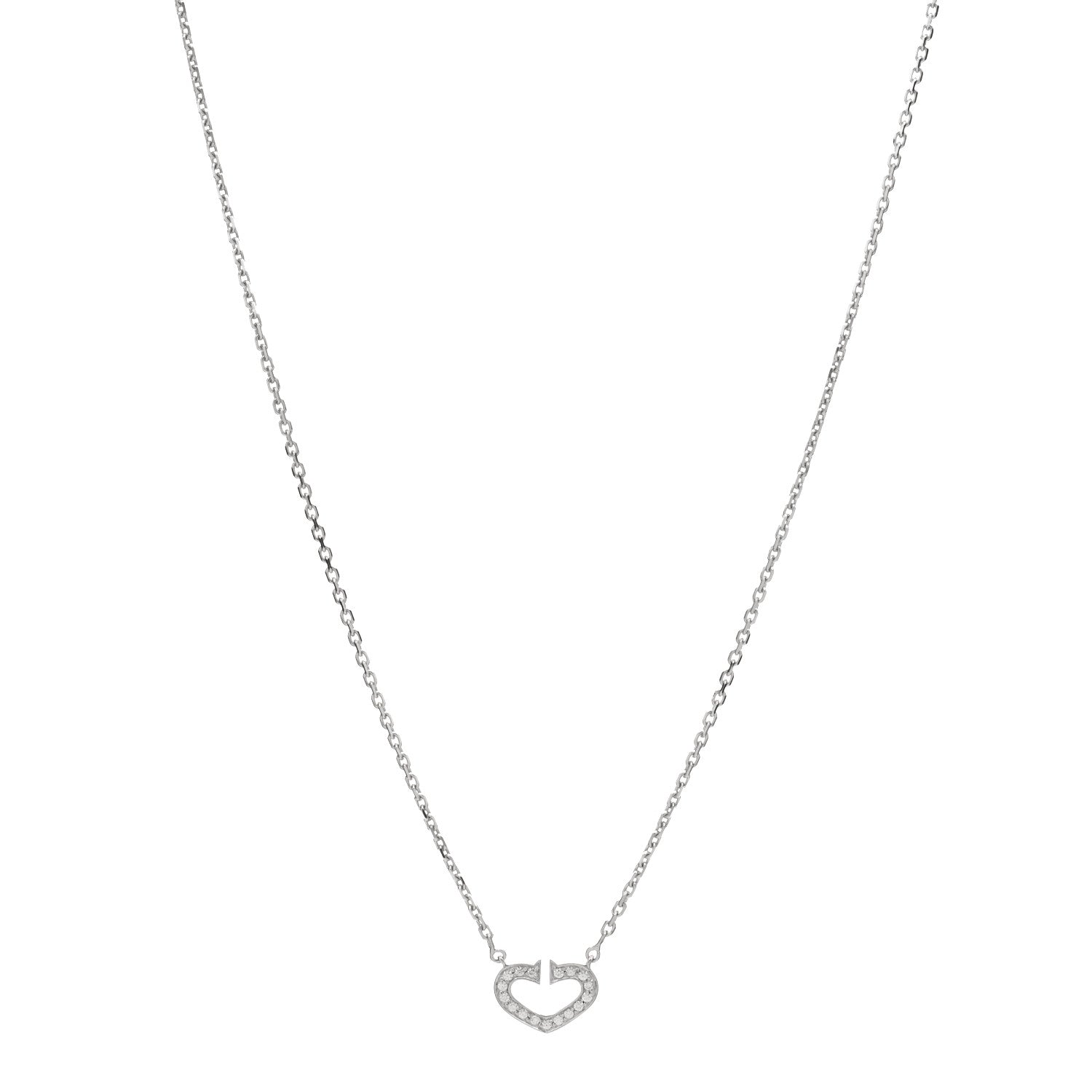 Cartier 18K White Gold Diamond Small Hearts and Symbols Pendant Necklace 1 of 3