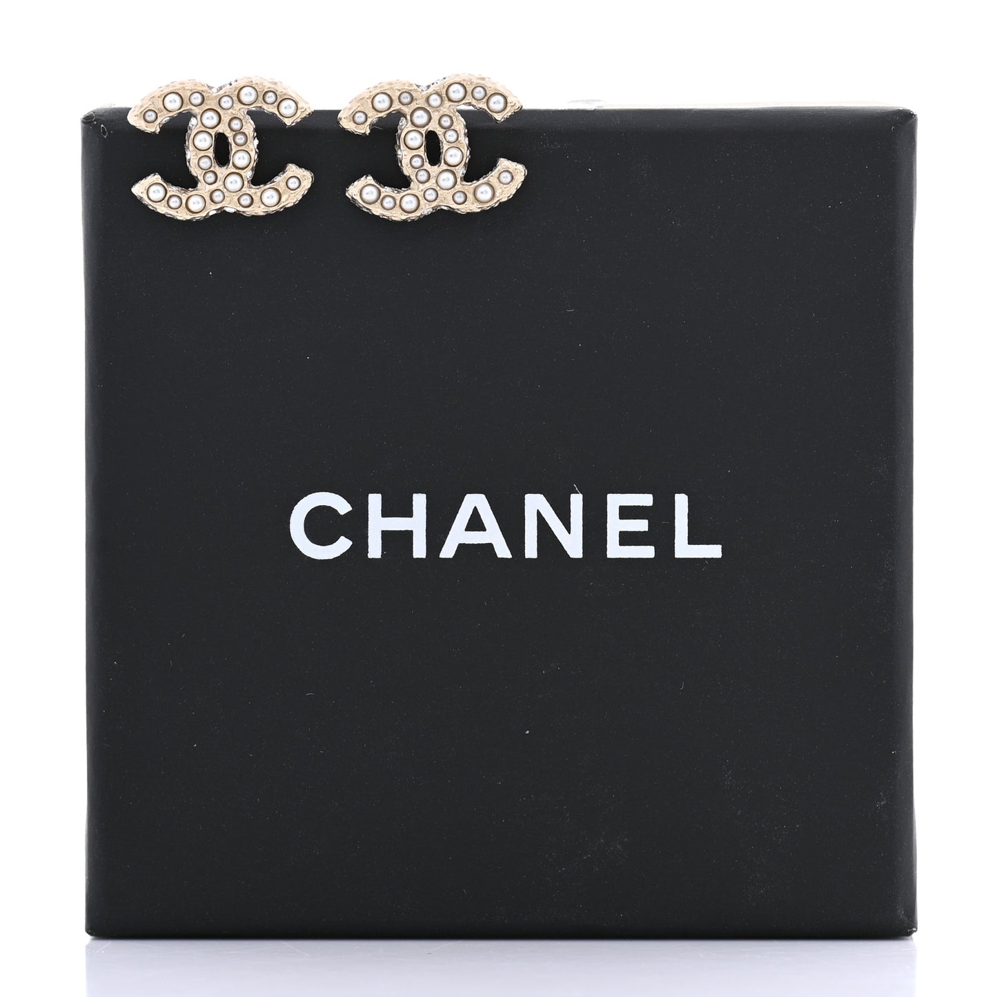 Pearl Crystal CC Earrings Light Gold