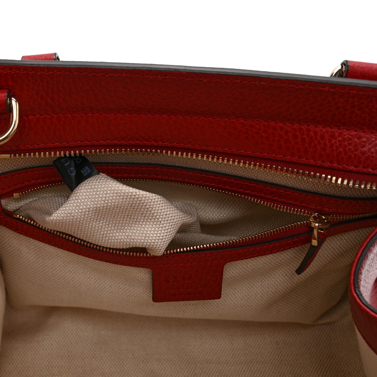 Gucci Dollar Calfskin Medium Soho Top Handle Satchel Hibiscus Red 8 of 11