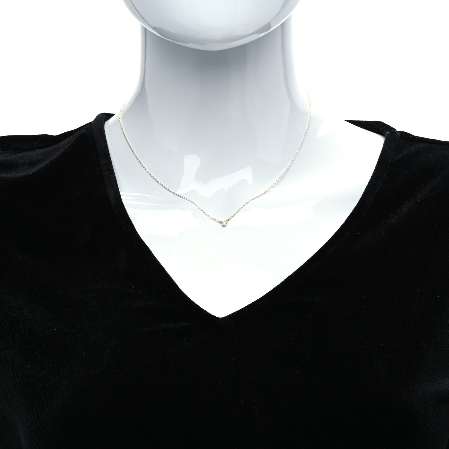 Sterling Silver Diamond .03ct Elsa Peretti Diamonds by the Yard Pendant Necklace