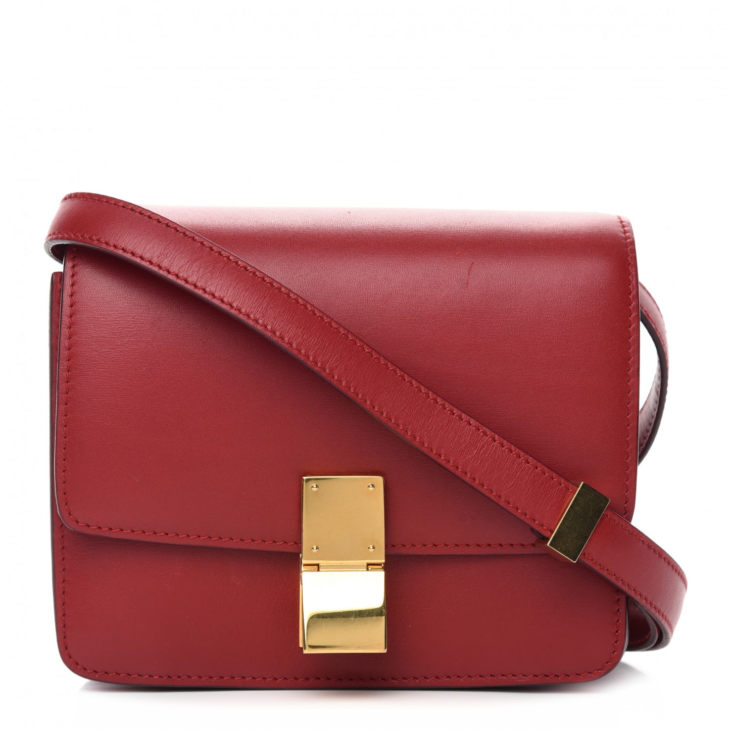 Smooth Calfskin Small Classic Box Flap Bag Red