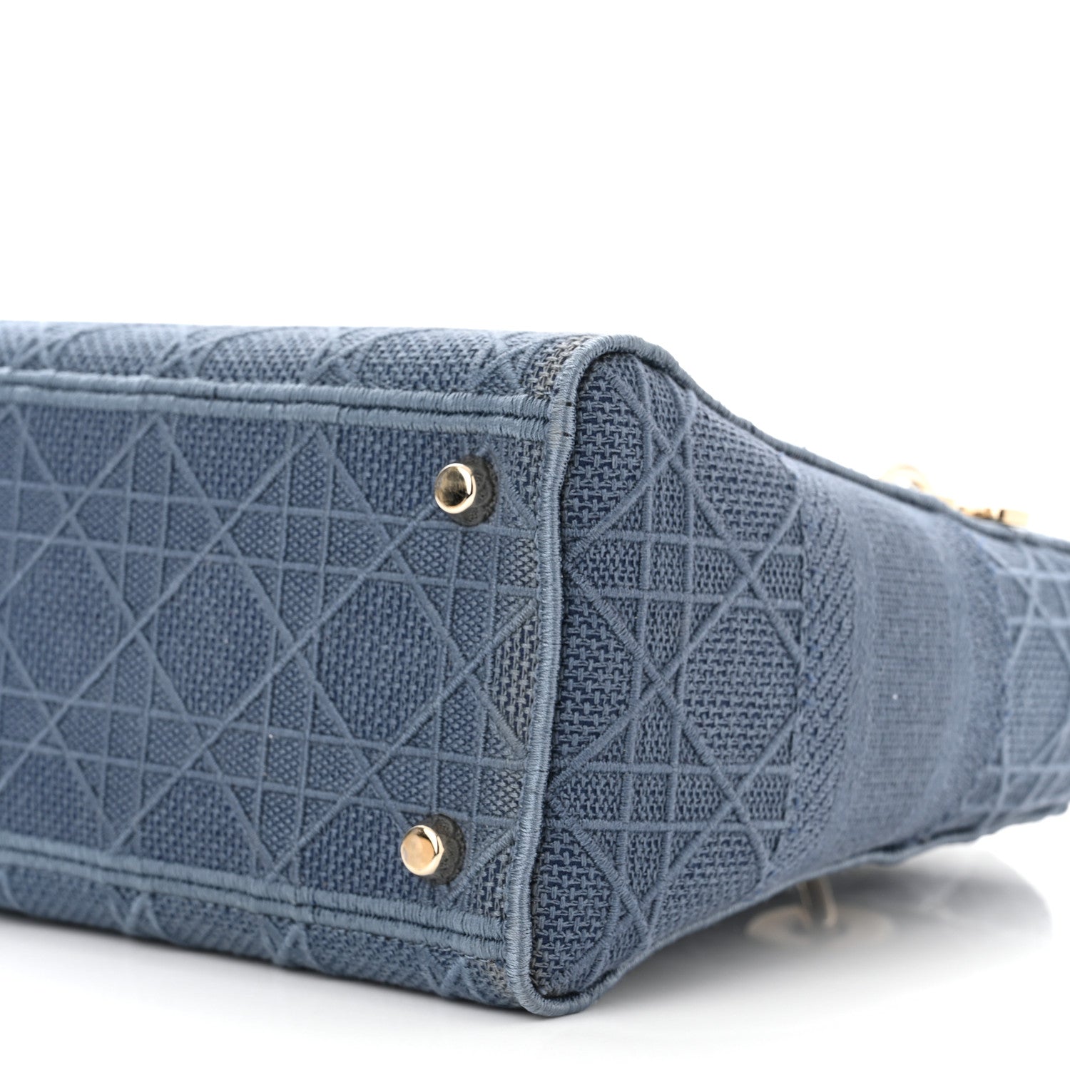 Christian Dior Canvas Embroidered Cannage Medium Lady D-Lite Denim Blue 10 of 11