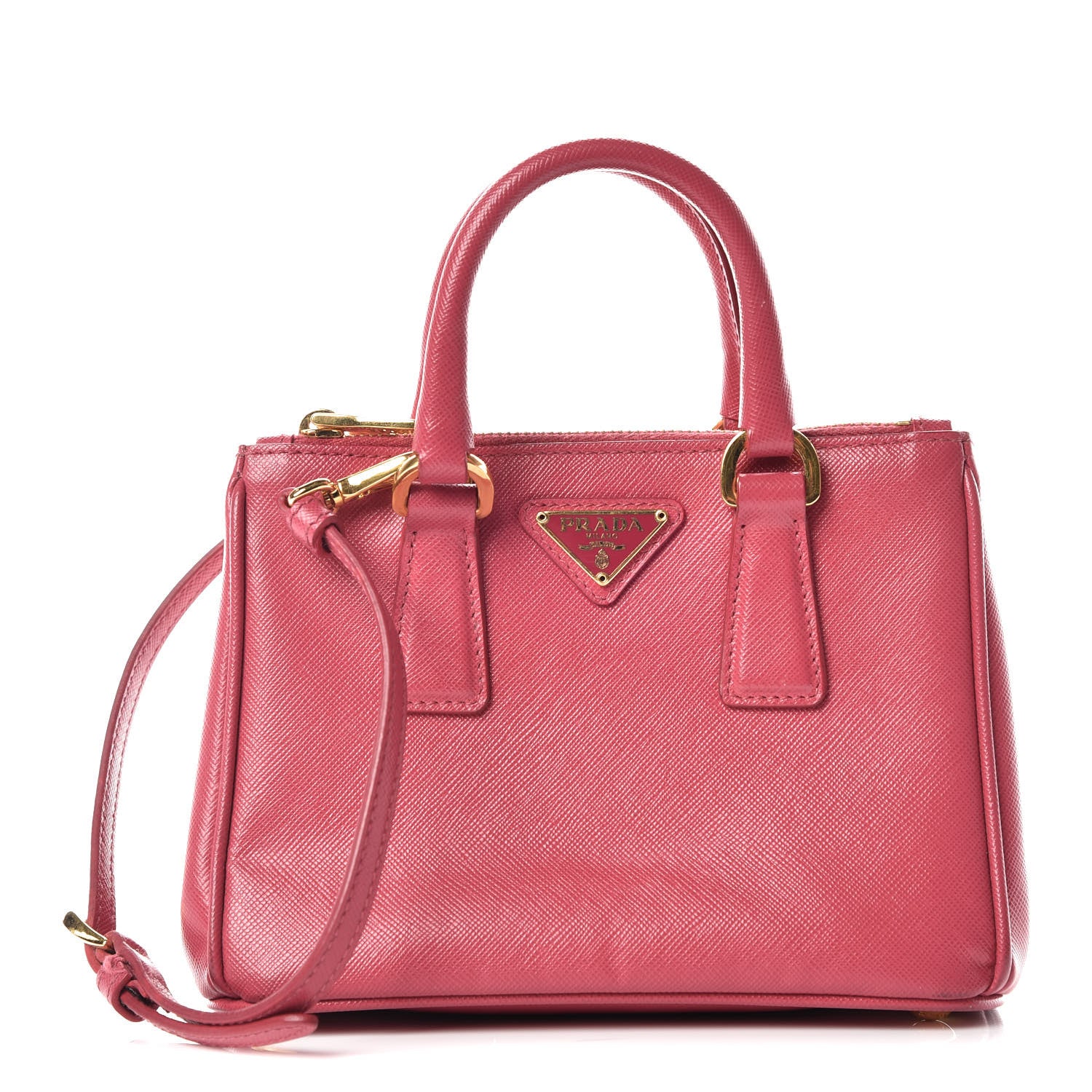 Prada Saffiano Mini Galleria Double Zip Tote Peonia 1 of 17