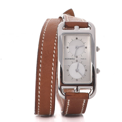 Hermes Stainless Steel Barenia 20mm Cape Cod Double Tour Deux Zones Quartz Watch Fauve 1 of 8