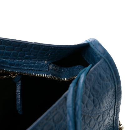Balenciaga Calfskin Crocodile Embossed Classic Silver Hardware City Bleu Marine 12 of 15