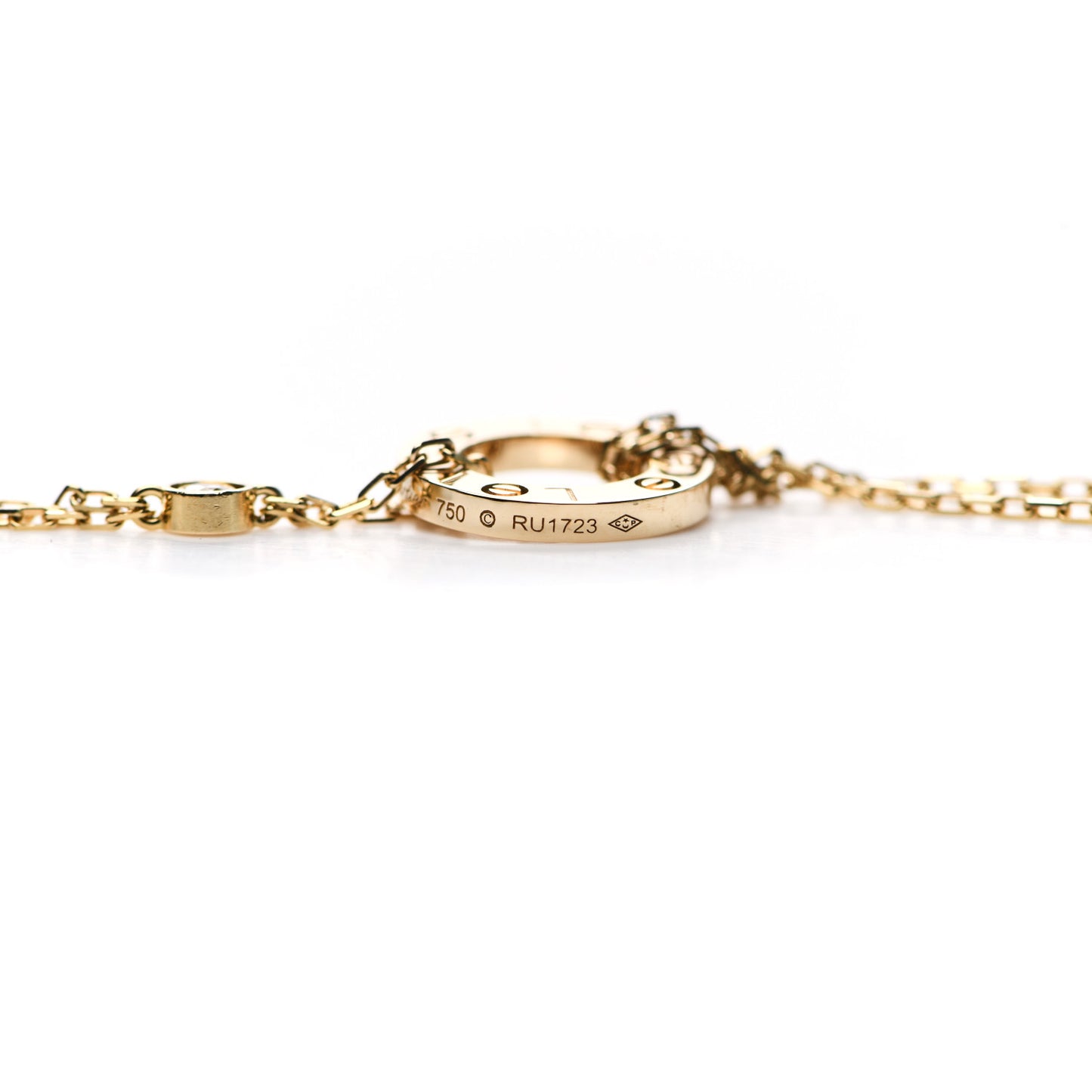 18K Yellow Gold 2 Diamond LOVE Necklace