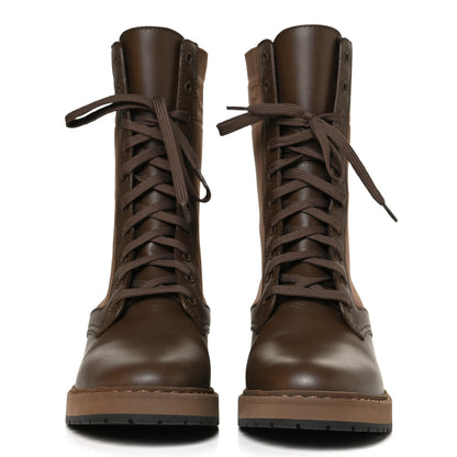 Fendi Vitello Stretch Fabric Rockoko Biker Boots 39 Maya Chocolate 2 of 11