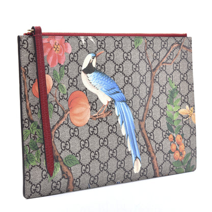 Gucci GG Supreme Monogram Tian Large Zip Pouch Beige Multicolor Red 11 of 14
