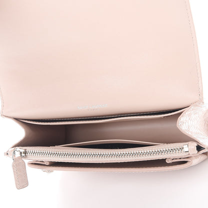Saint Laurent Calfskin Crocodile Embossed Monogram Sunset Chain Wallet Soft Nude 6 of 11