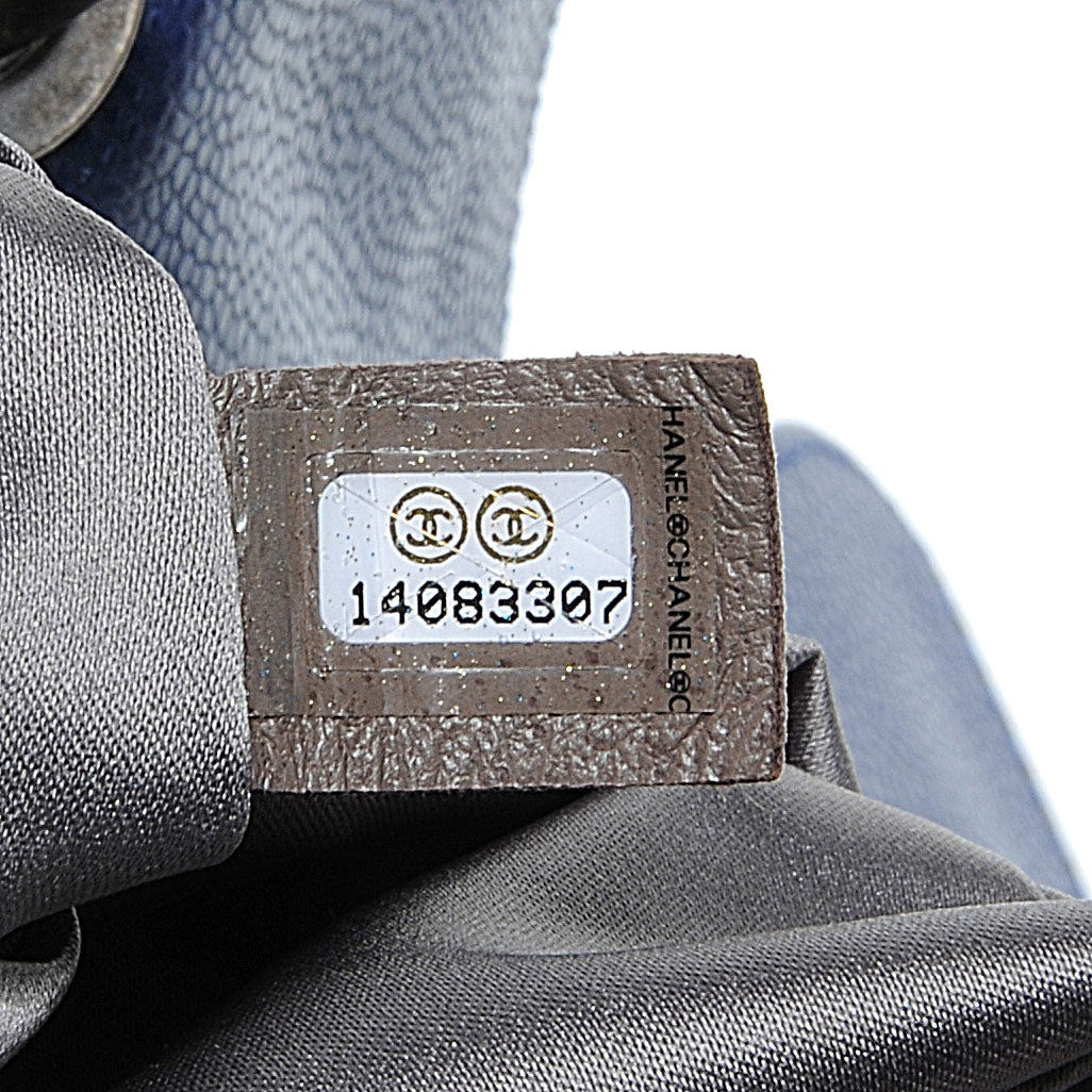 Glazed Caviar Flap Hobo Dark Blue