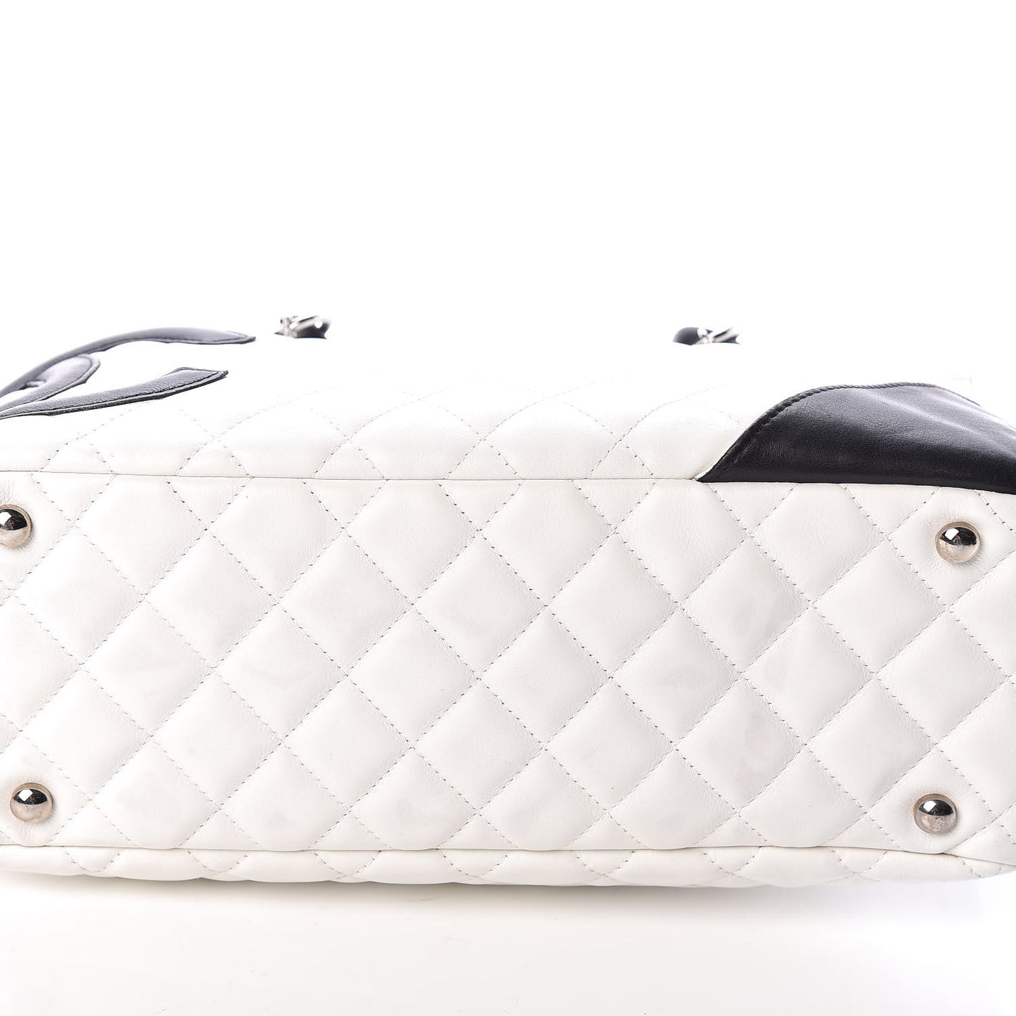 Calfskin Quilted Large Cambon Bowler White Black
