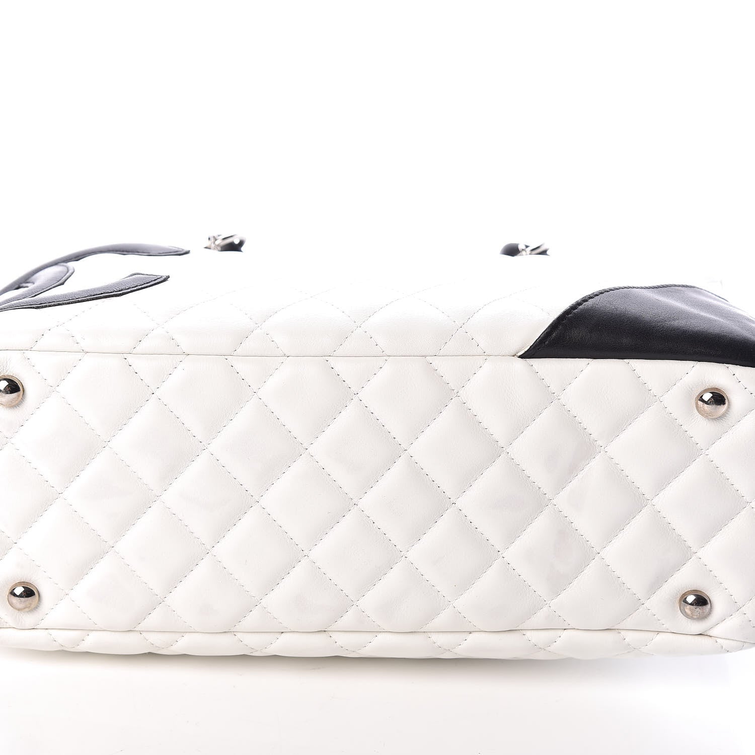 Chanel Calfskin Quilted Large Cambon Bowler White Black 10 of 10