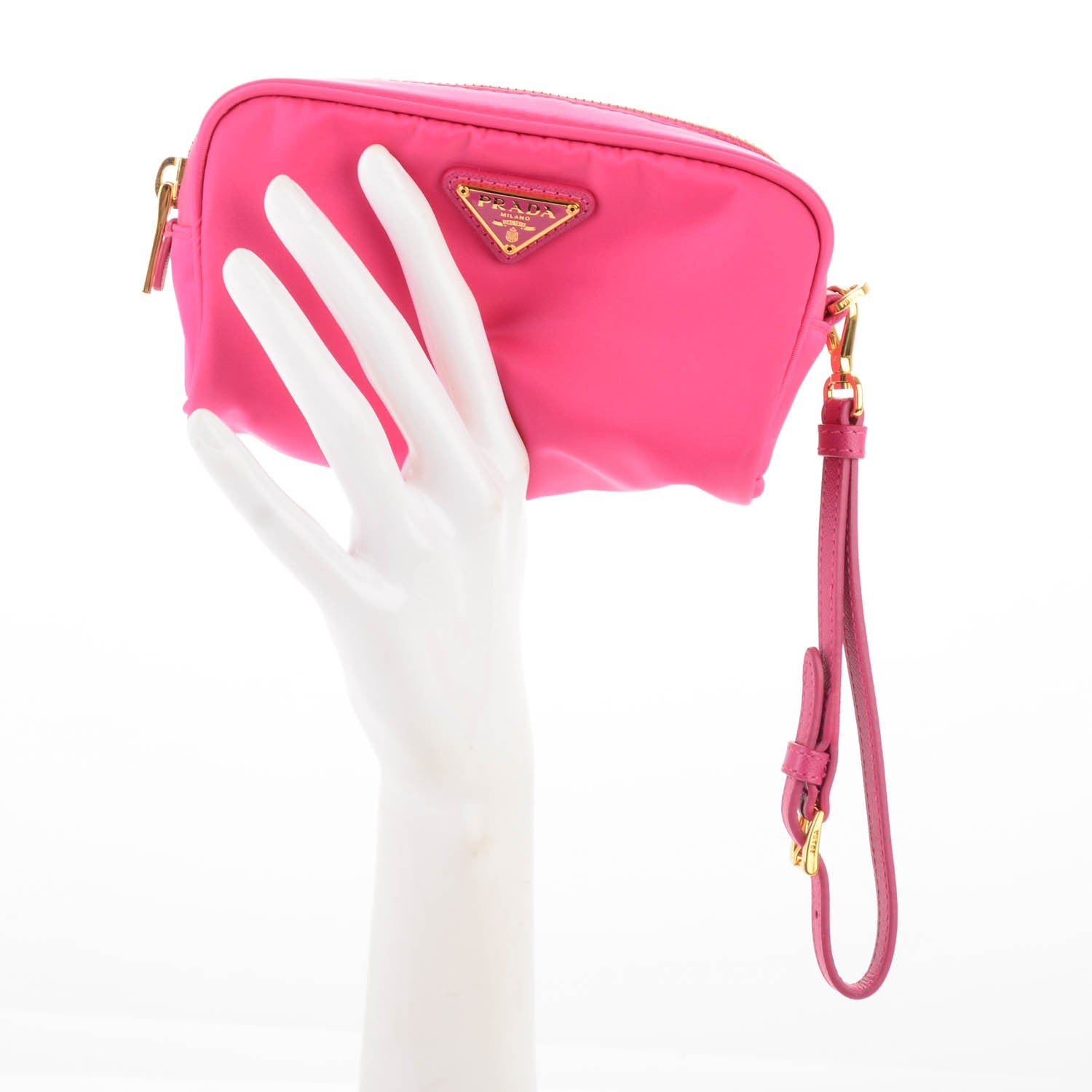 Prada Tessuto Nylon Vela Saffiano Cosmetic Pouch Peonia 2 of 7