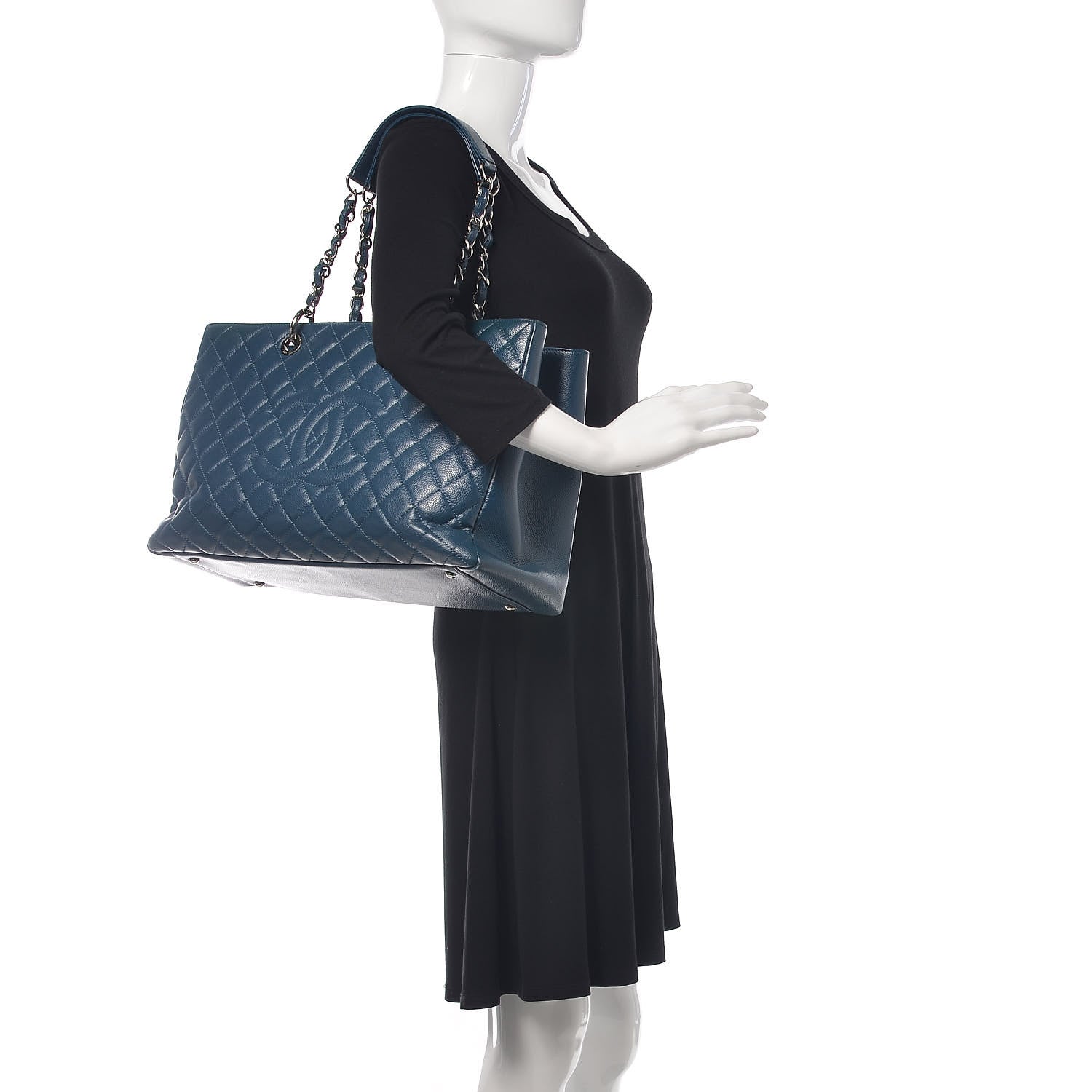 Chanel Caviar Quilted XL Grand Shopping Tote GST Navy Blue 2 of 22