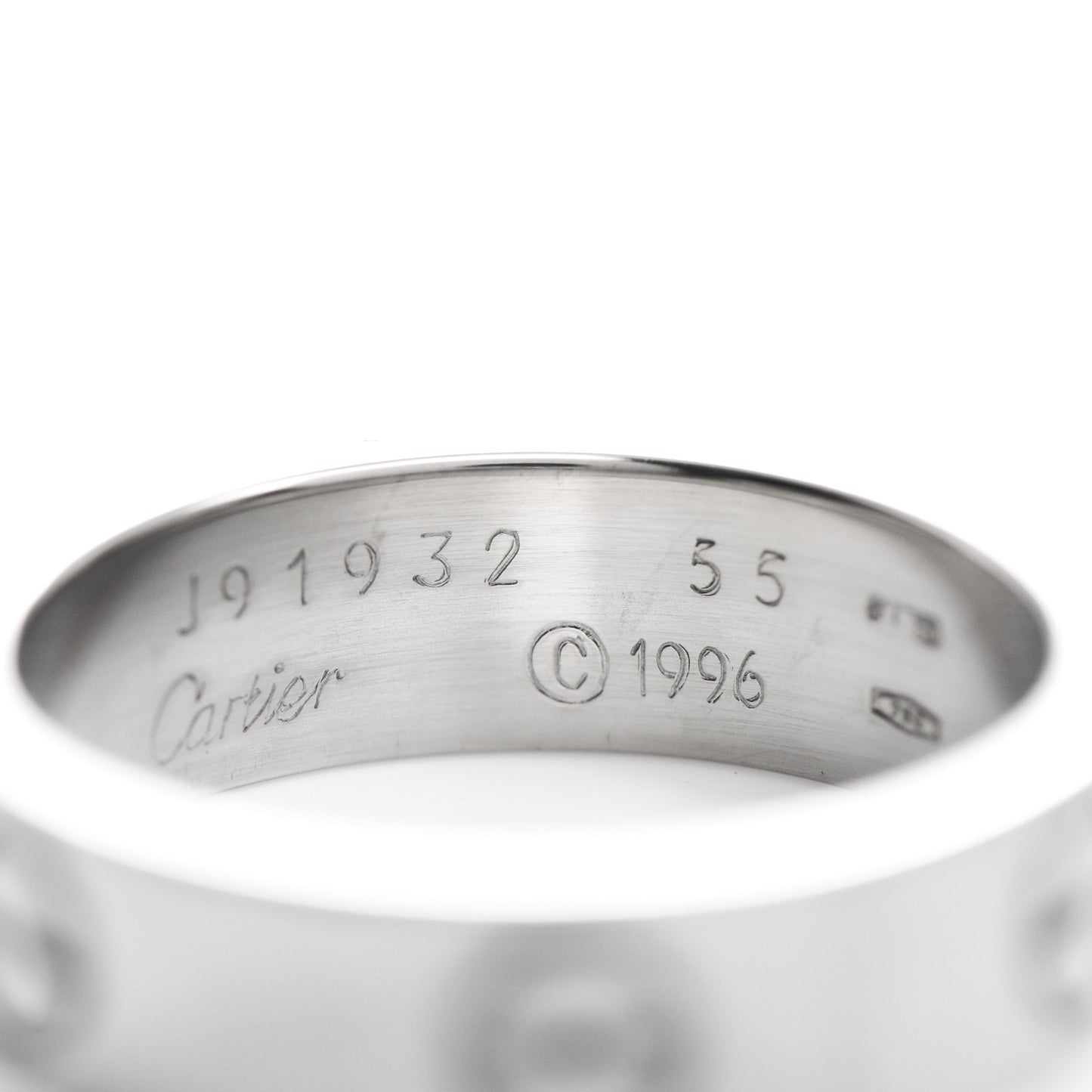18K White Gold 5.5mm LOVE Ring 55 7.25