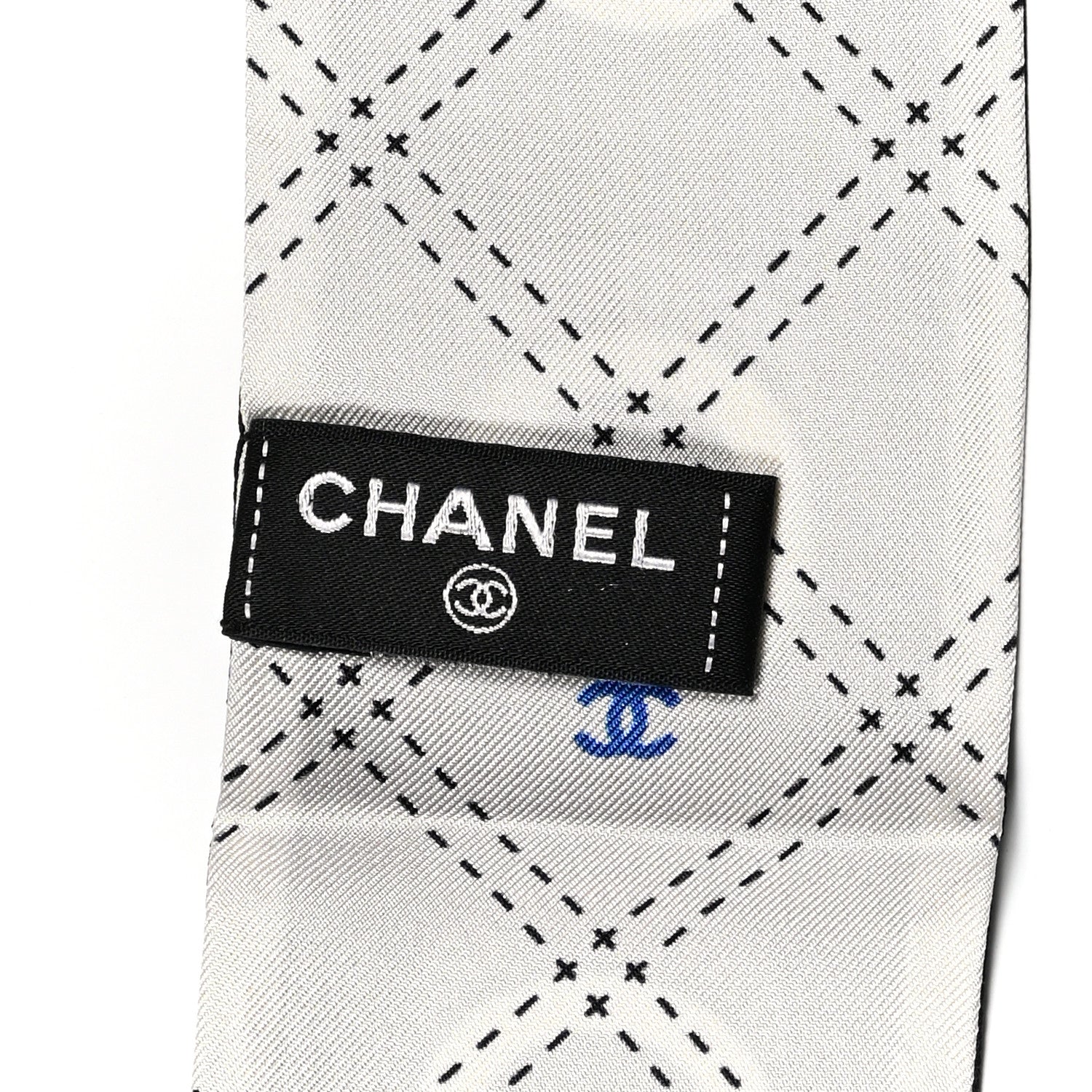 Chanel Silk Coco Slim Bandeau Scarf Black White 3 of 4