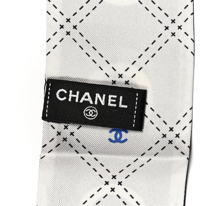 Chanel Silk Coco Slim Bandeau Scarf Black White 3 of 4