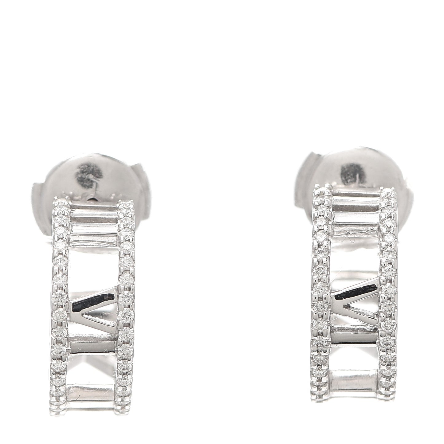 18K White Gold Diamond Atlas Open Hoop Earrings