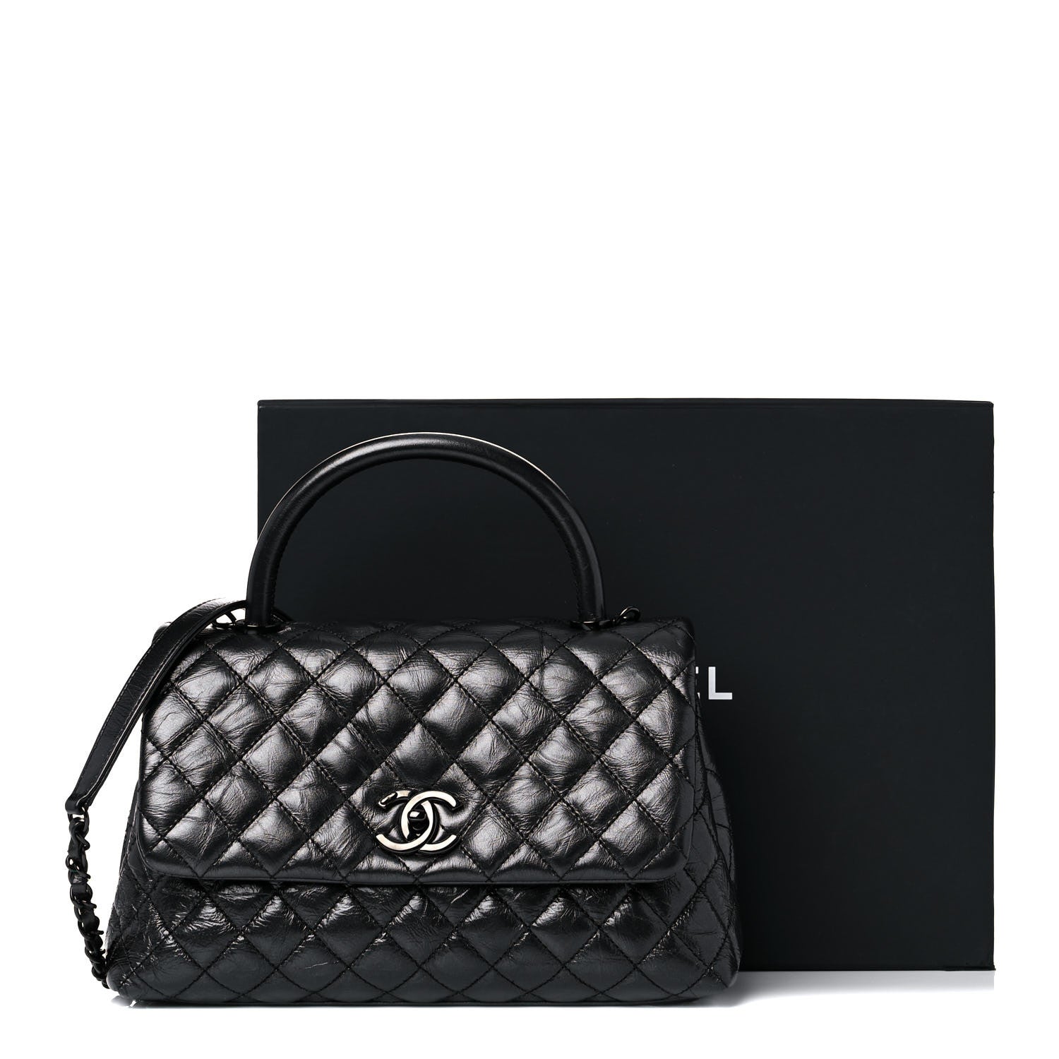 Chanel Aged Calfskin Quilted Small Coco Handle Flap So Black 12 of 12
