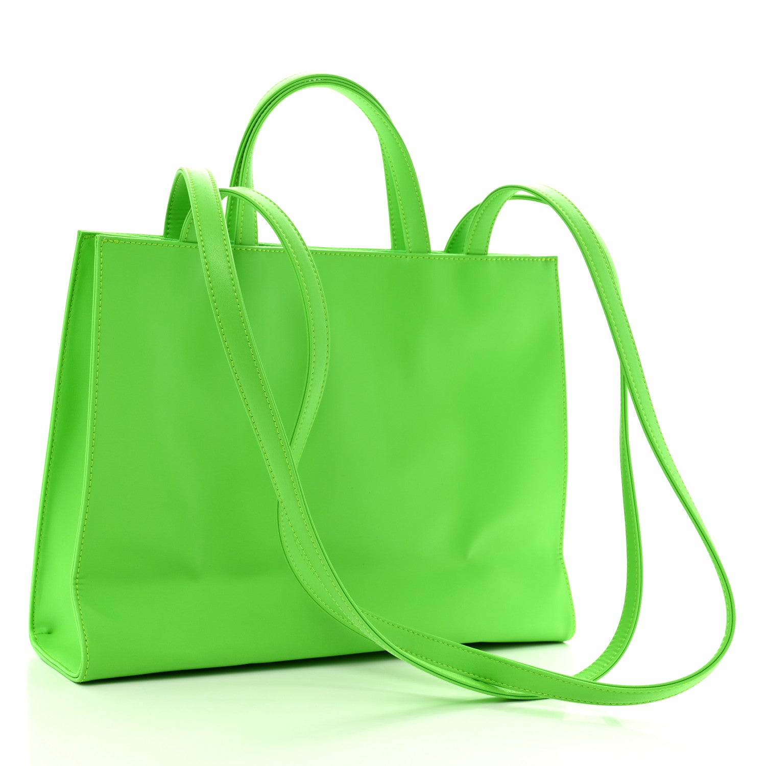 Telfar Vegan Leather Medium Shopping Bag Highlighter Green 3 of 10