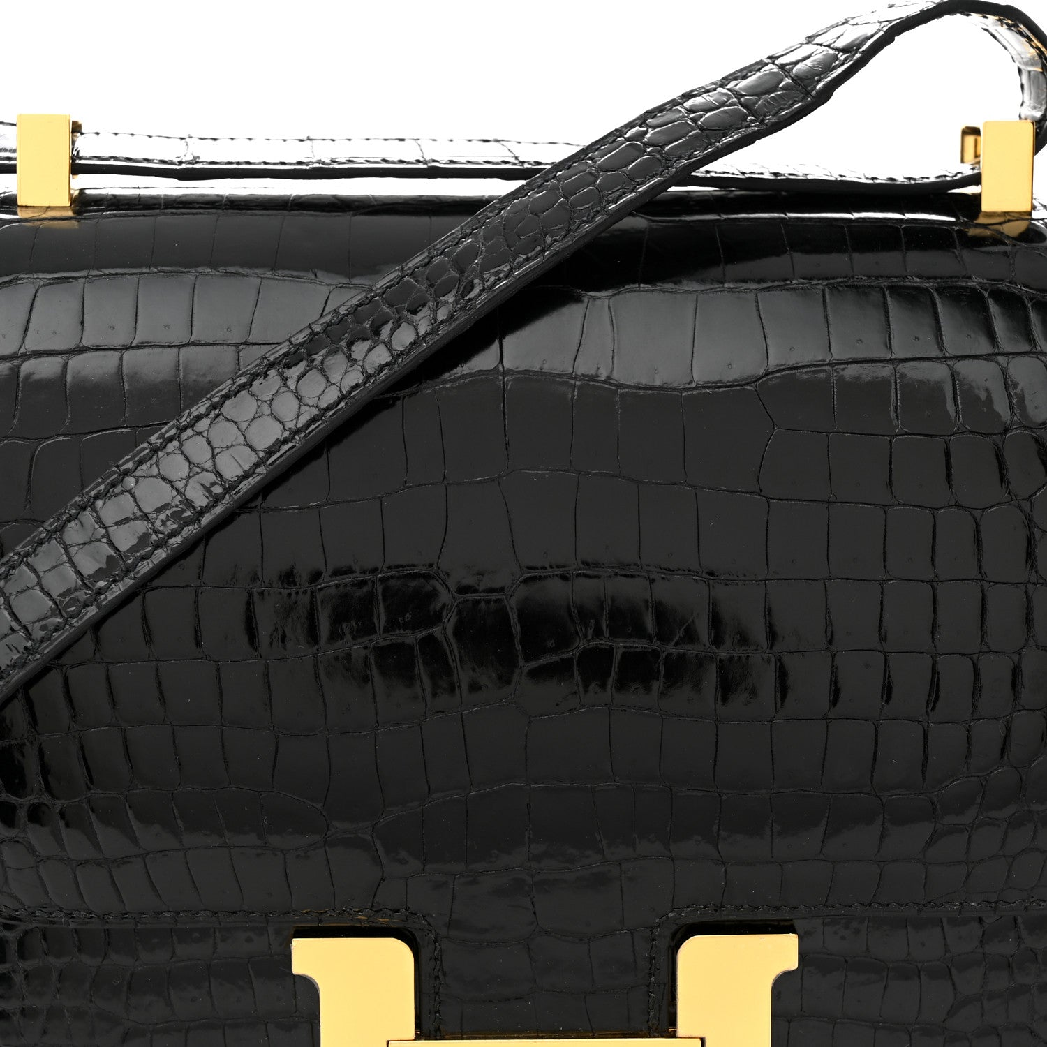 Hermes Shiny Porosus Crocodile Constance 24 Black 9 of 12