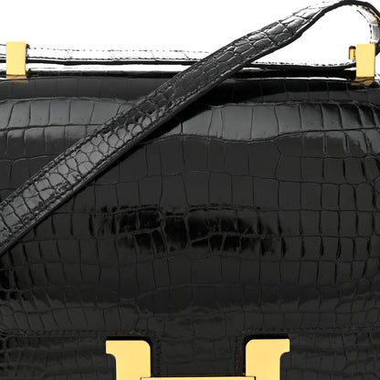 Hermes Shiny Porosus Crocodile Constance 24 Black 9 of 12