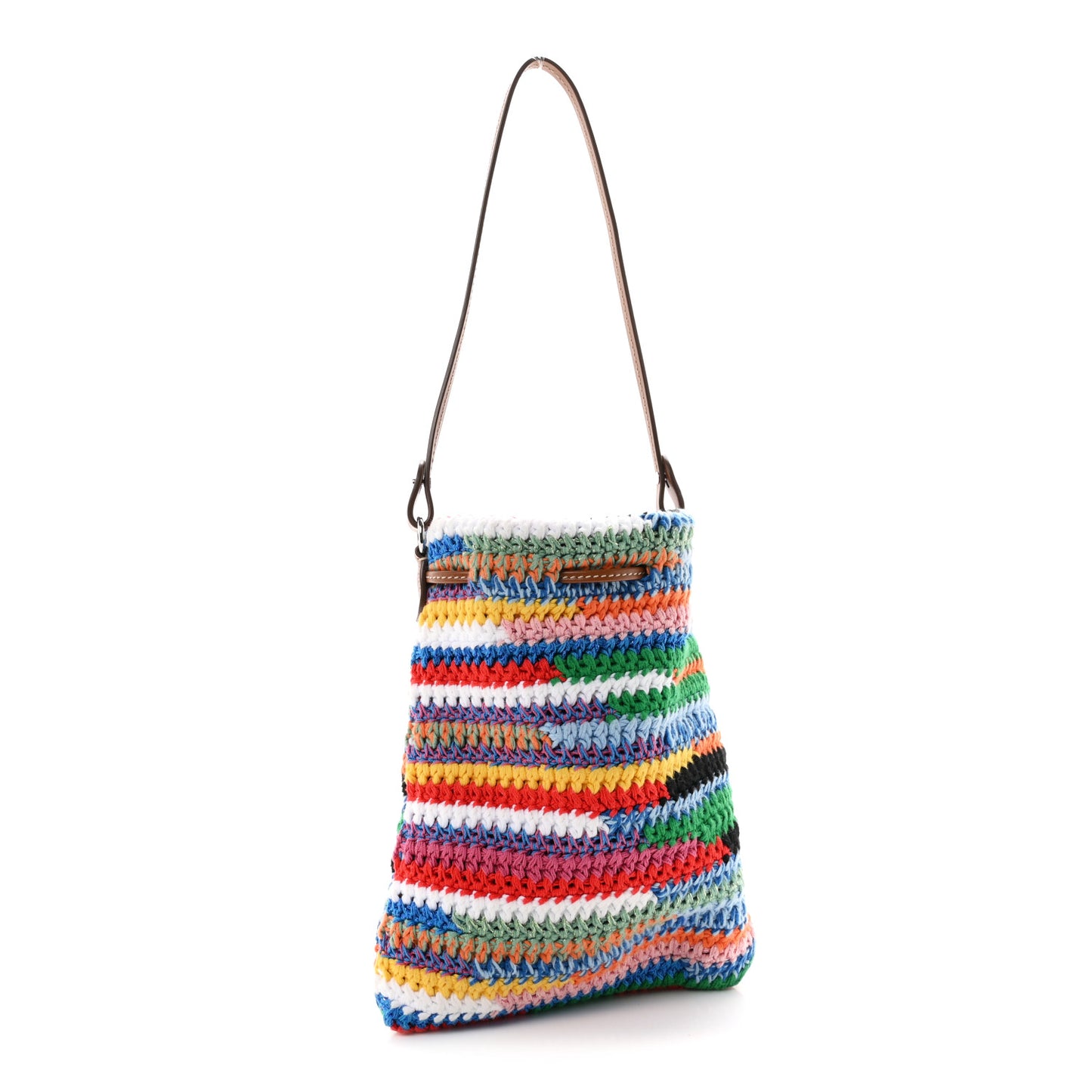 Fabric Crochet Drawstring Pouch Multicolor