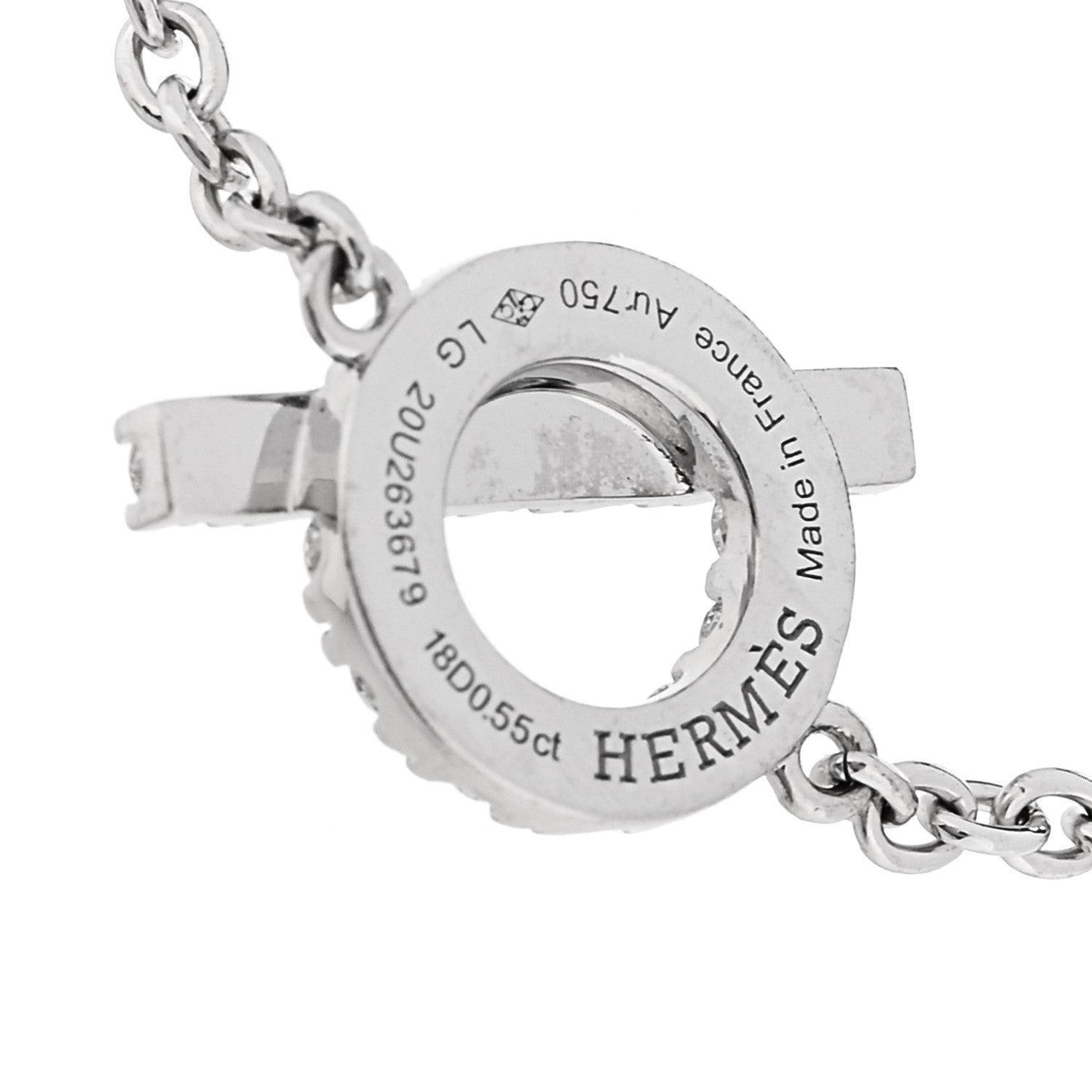 Hermes 18K White Gold Diamond Finesse Bracelet LG 4 of 5