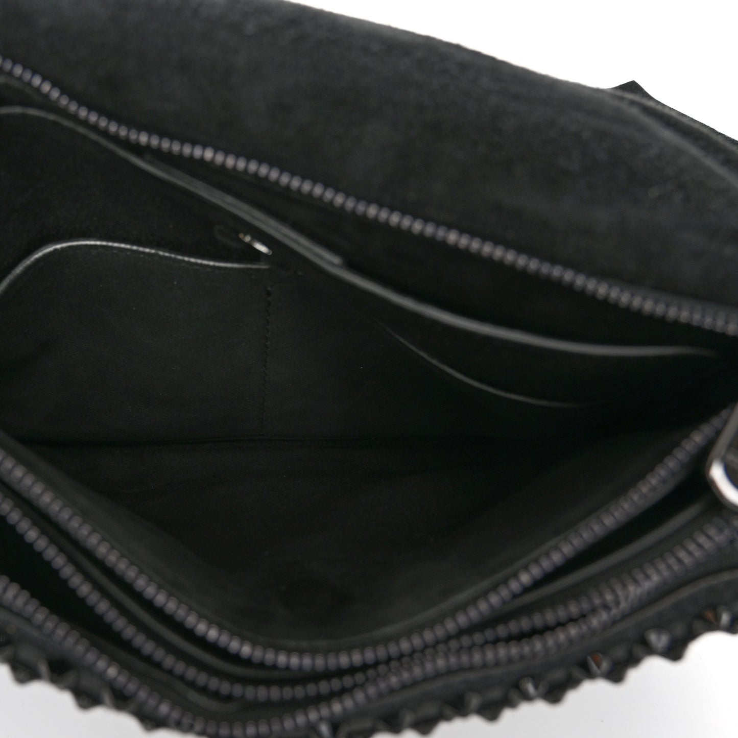 Suede Crystal Embellished Small Viva Bow Shoulder Bag Black