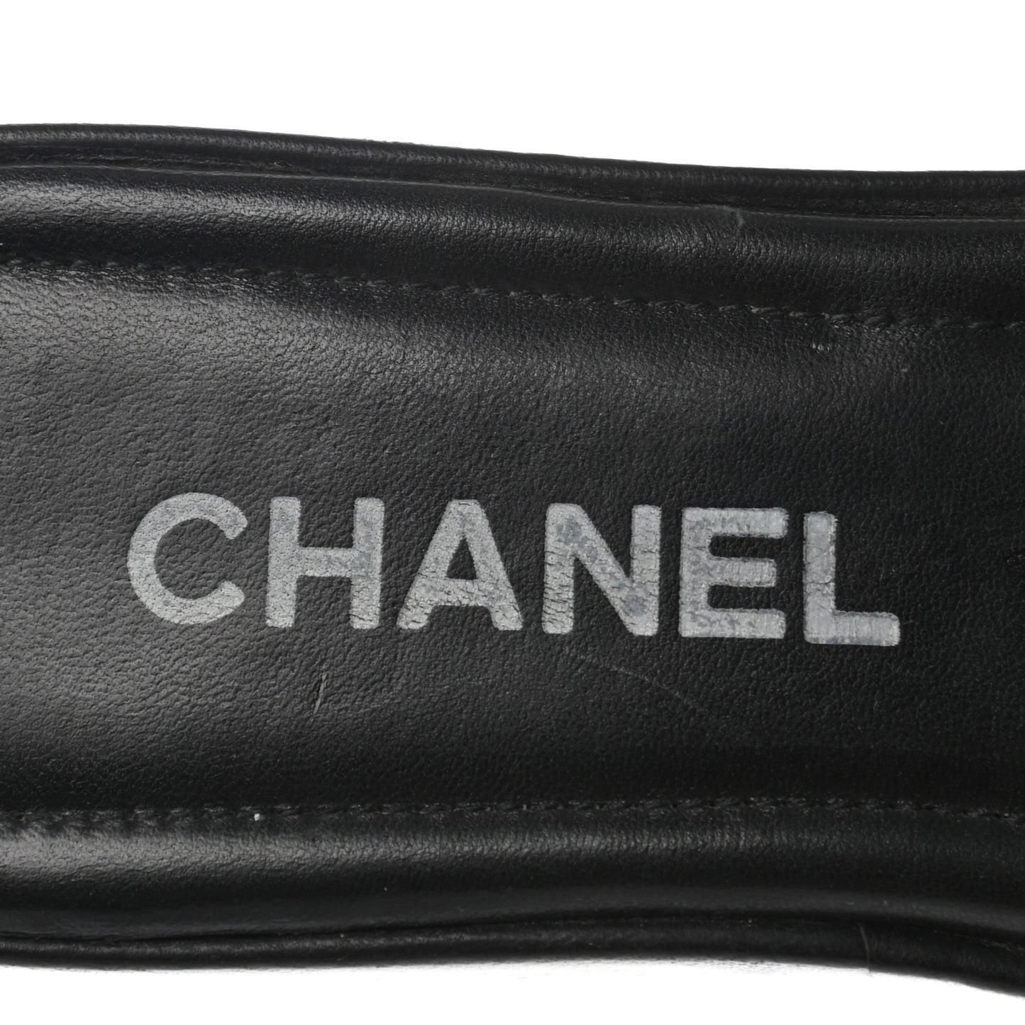Calfskin Cambon CC Flat Slide Sandals 38 Black