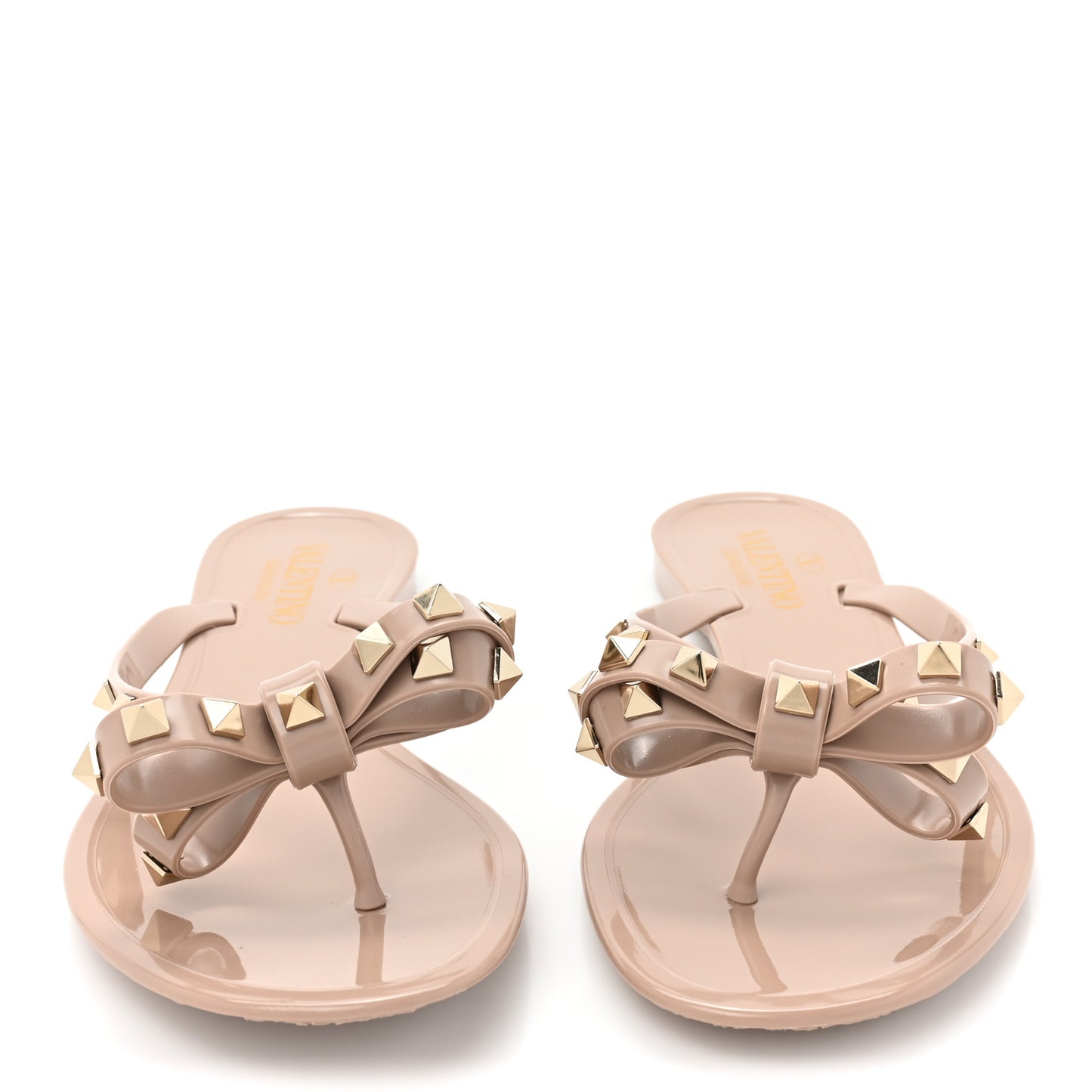 PVC Jelly Rockstud Bow Thong Sandals 38 Poudre