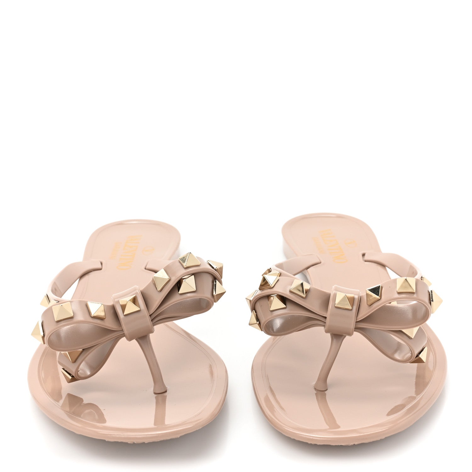 Valentino Garavani PVC Jelly Rockstud Bow Thong Sandals 38 Poudre 2 of 8