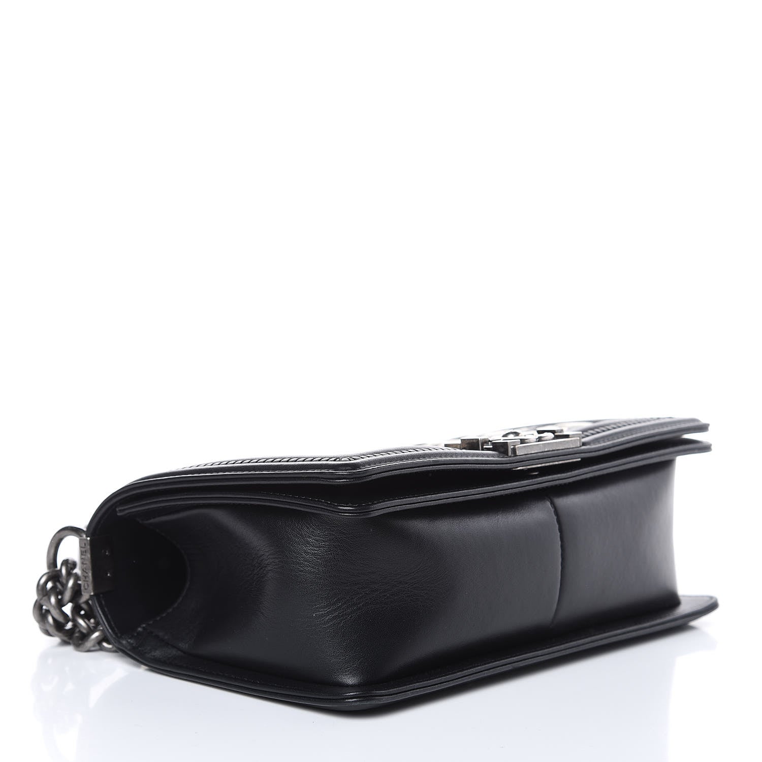 Chanel Calfskin Woven Medium Boy Flap Black White 4 of 11