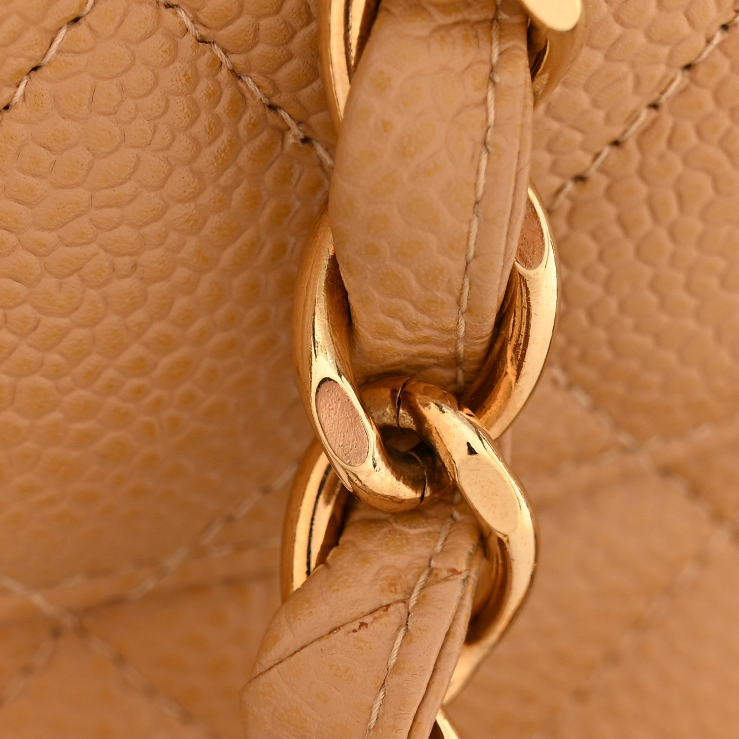 Chanel Caviar Quilted XL Jumbo Single Flap Beige 12 of 13