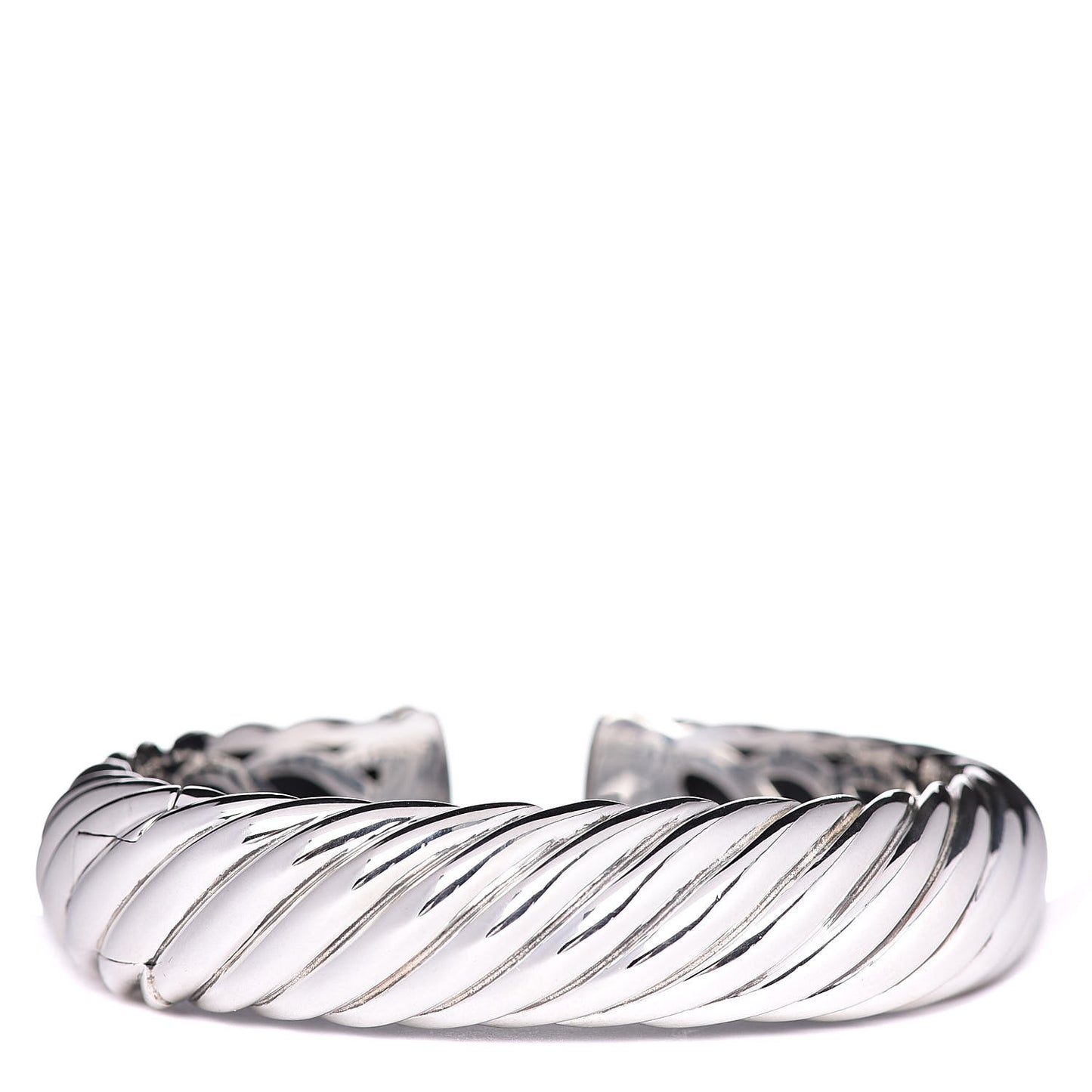 Sterling Silver 18K Yellow Gold 15mm Sculpted Cable Cuff Bracelet