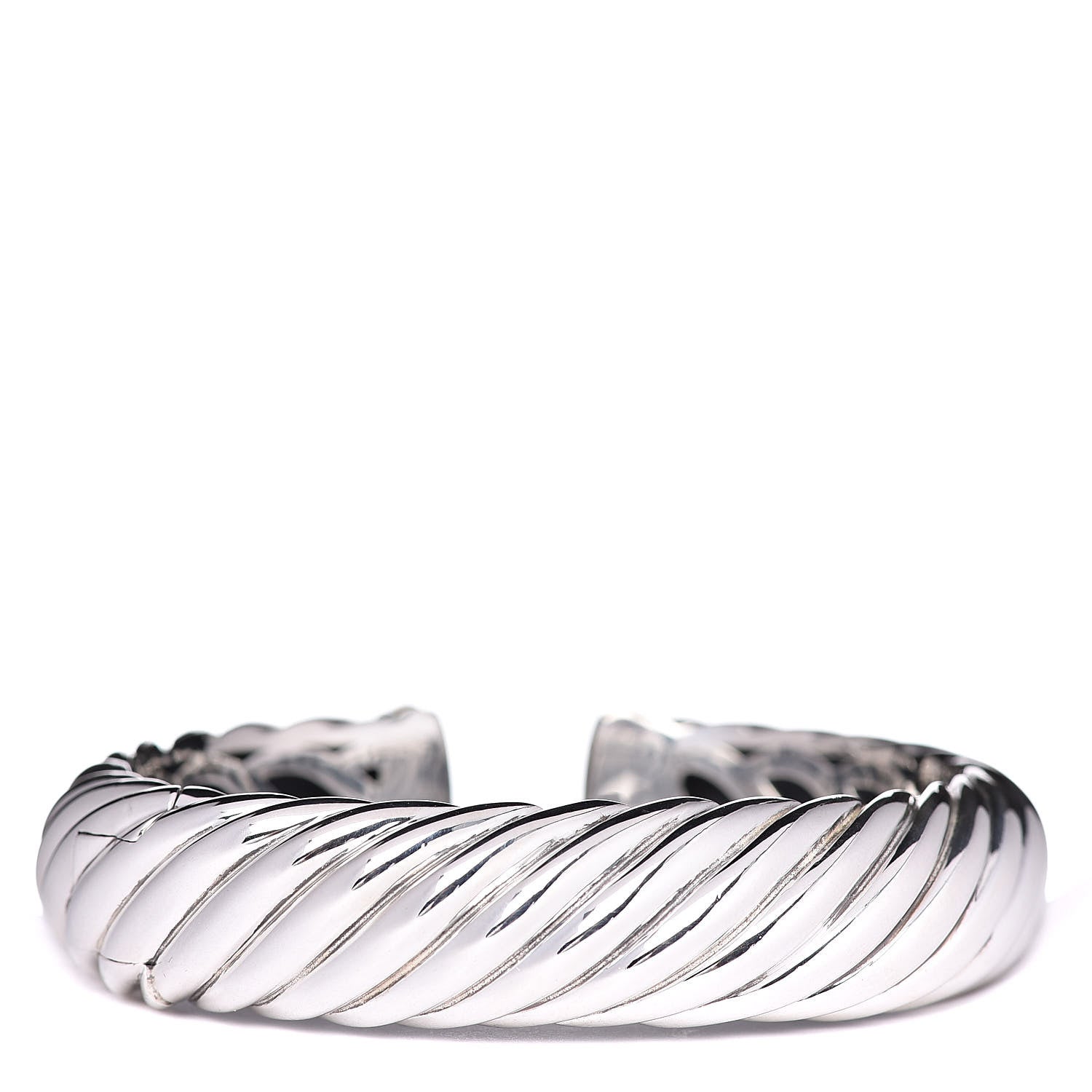 David Yurman Sterling Silver 18K Yellow Gold 15mm Sculpted Cable Cuff Bracelet 3 of 4